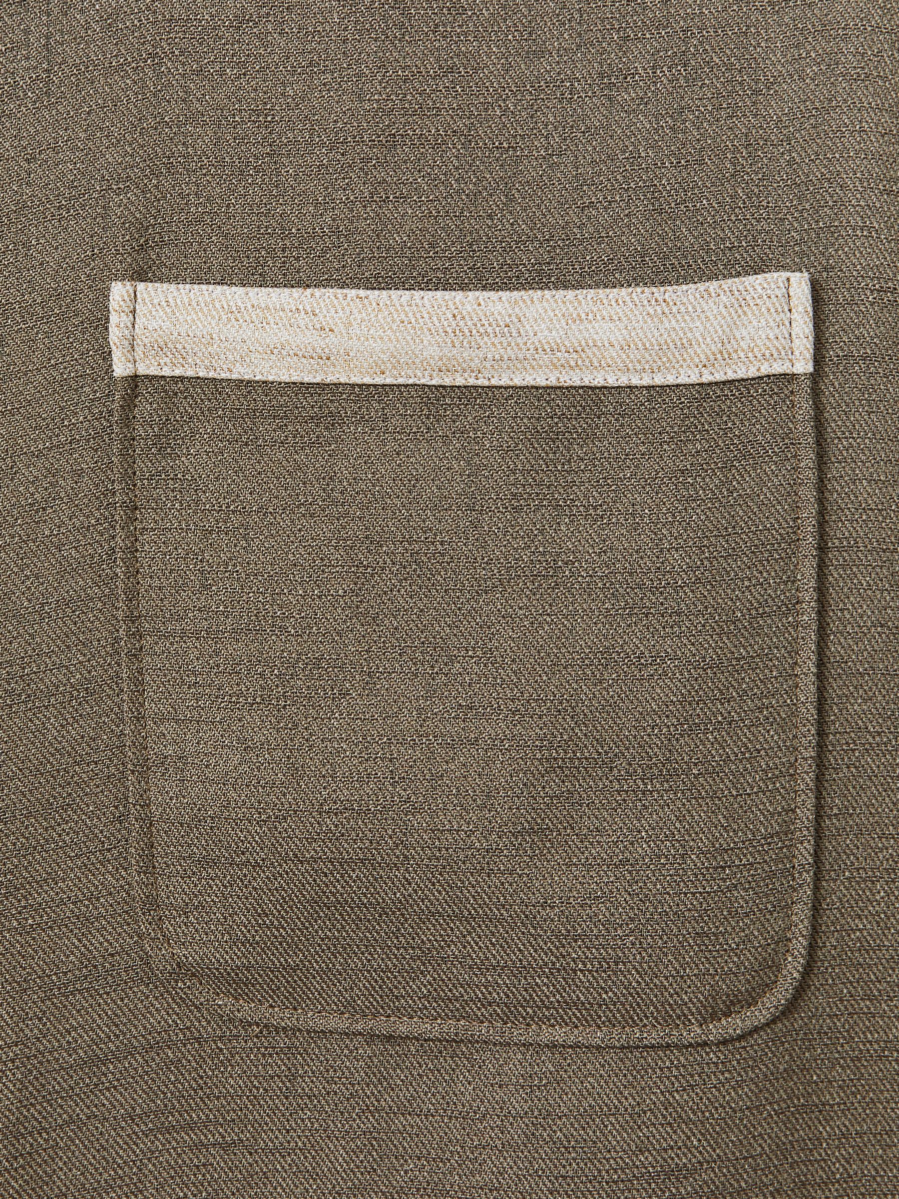 Contrast Trim Cuban Collar Shirt in Sage/White