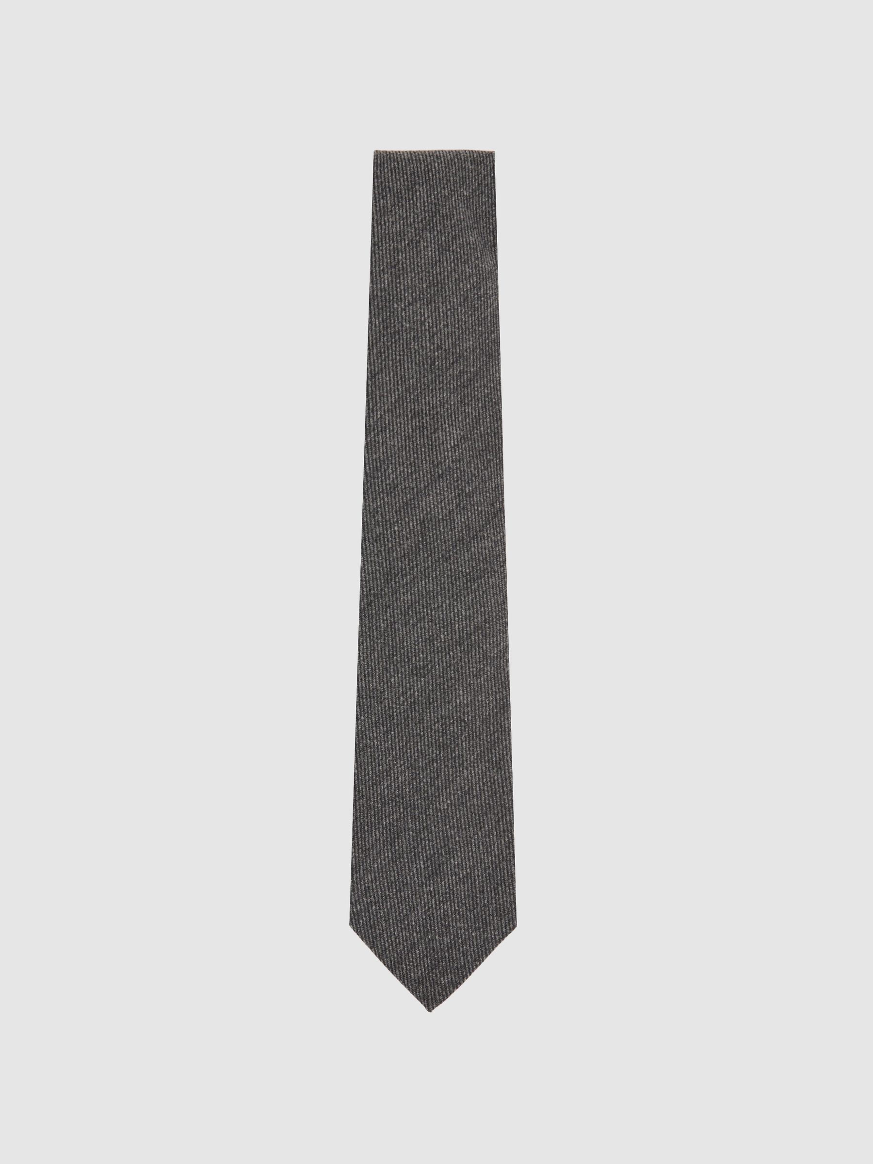 Wool-Silk Textured Tie in Charcoal