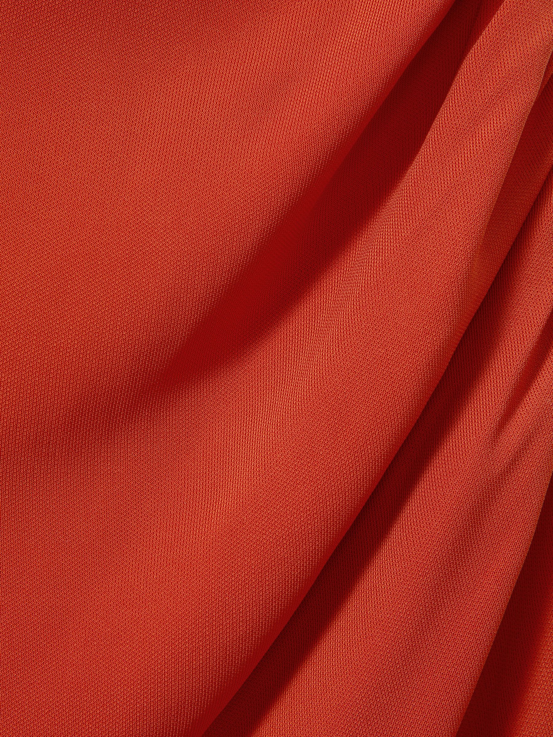 Jersey Ruched Midi Dress in Rust