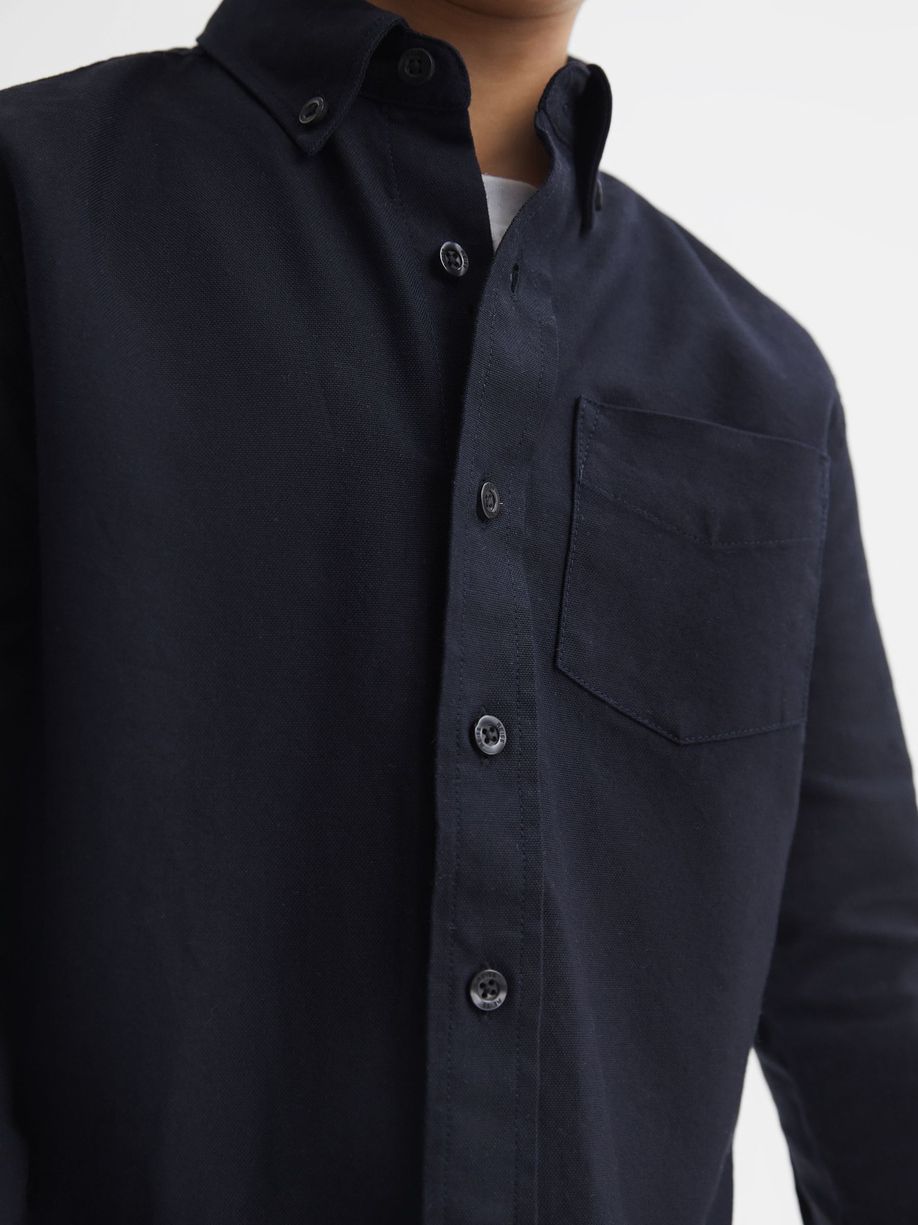 Junior Button Down Oxford Shirt in Navy