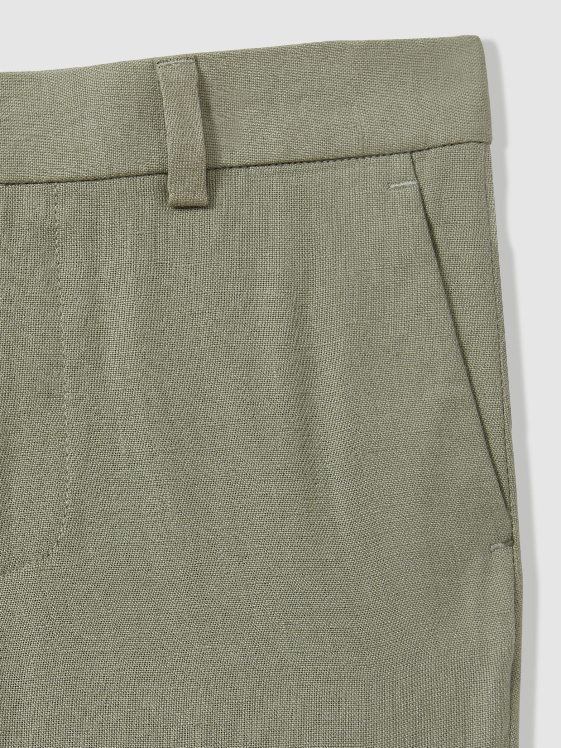 3-9 yrs Slim Fit Linen Adjustable Trousers in Apple