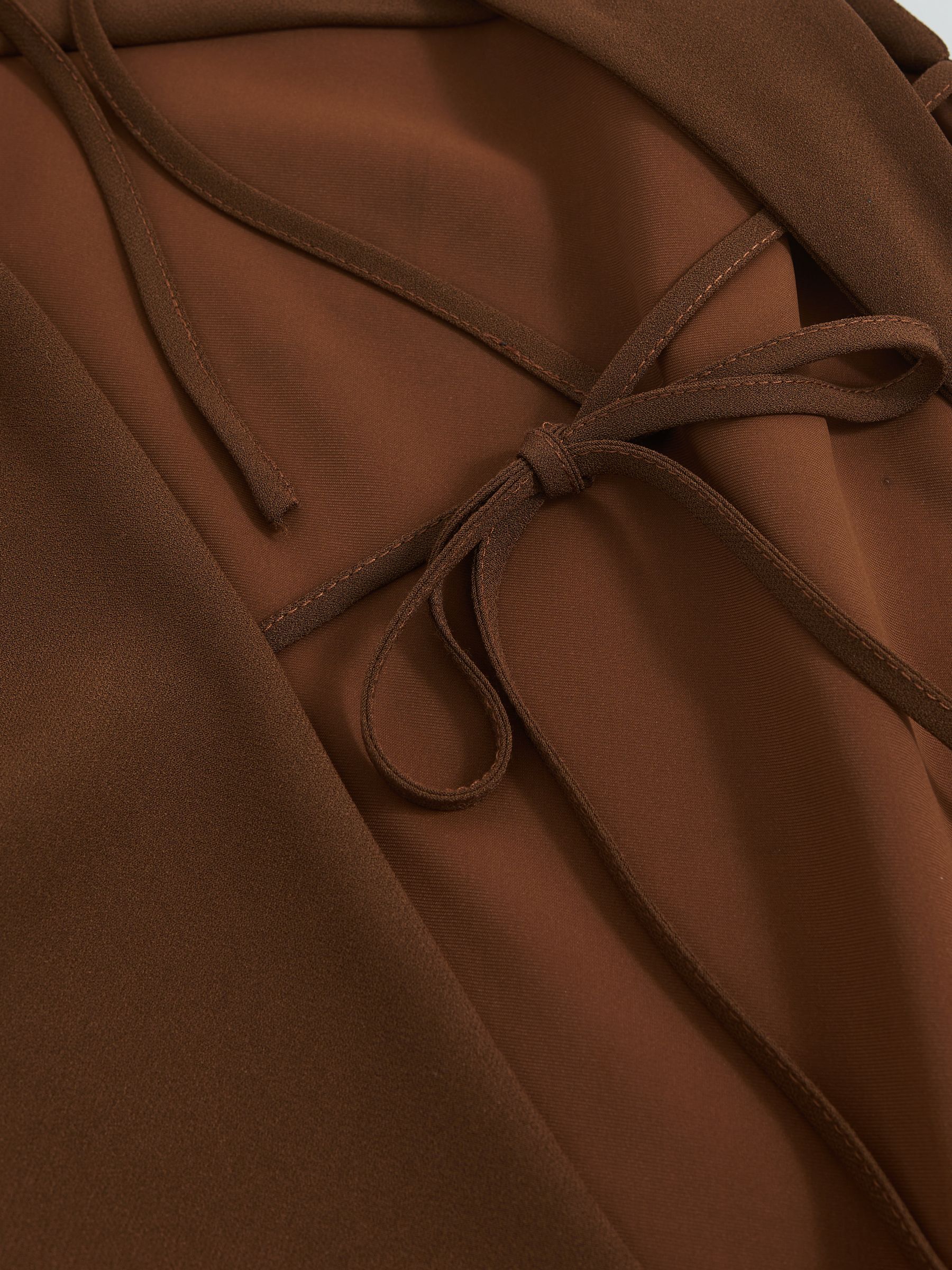 Satin Draped Open-Back Dress in Bronze