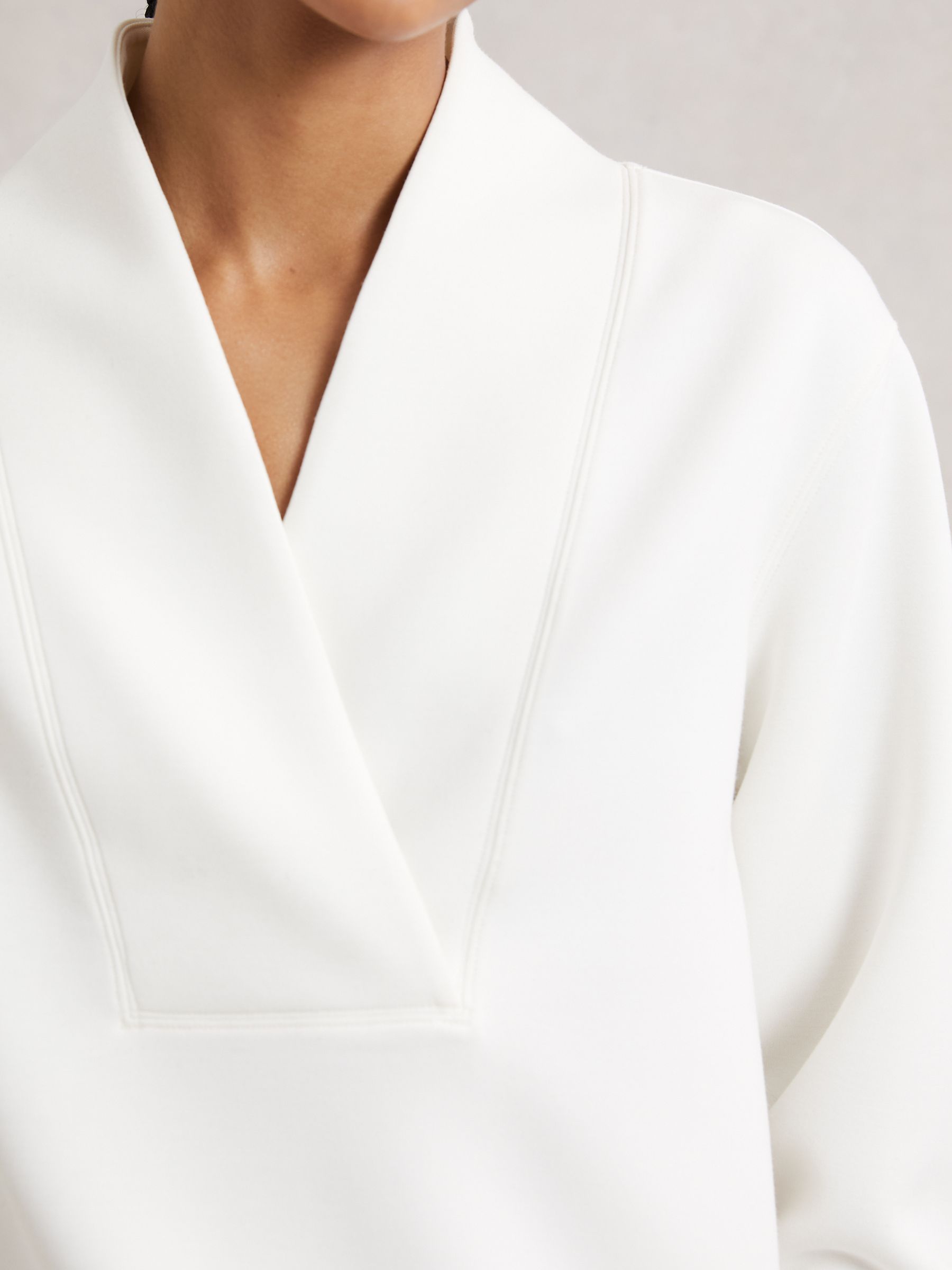 Interlock Shawl-Neck Sweatshirt with Modal in Ivory