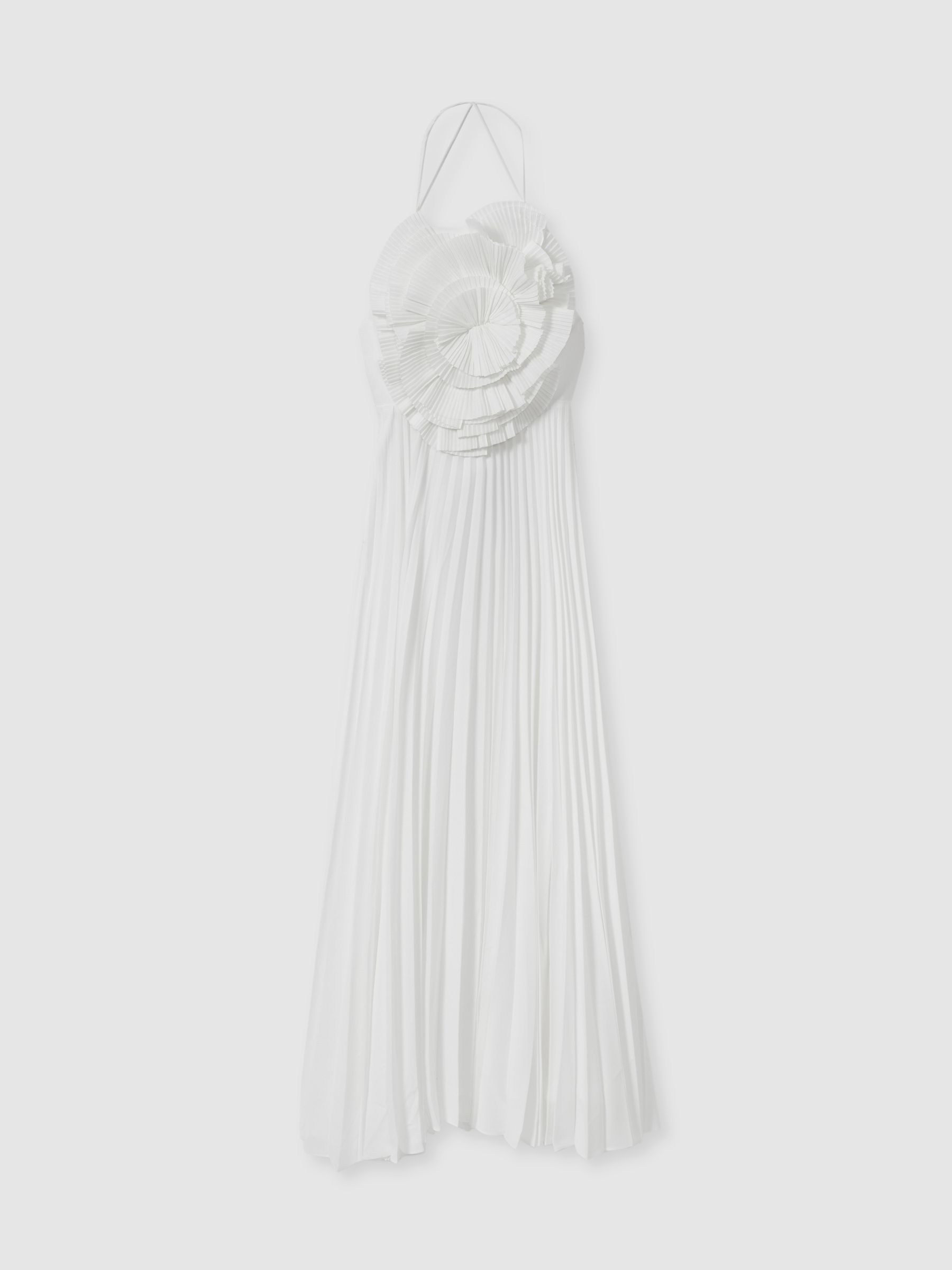 Acler Satin Pleated-Ruffle Maxi Dress in Ivory