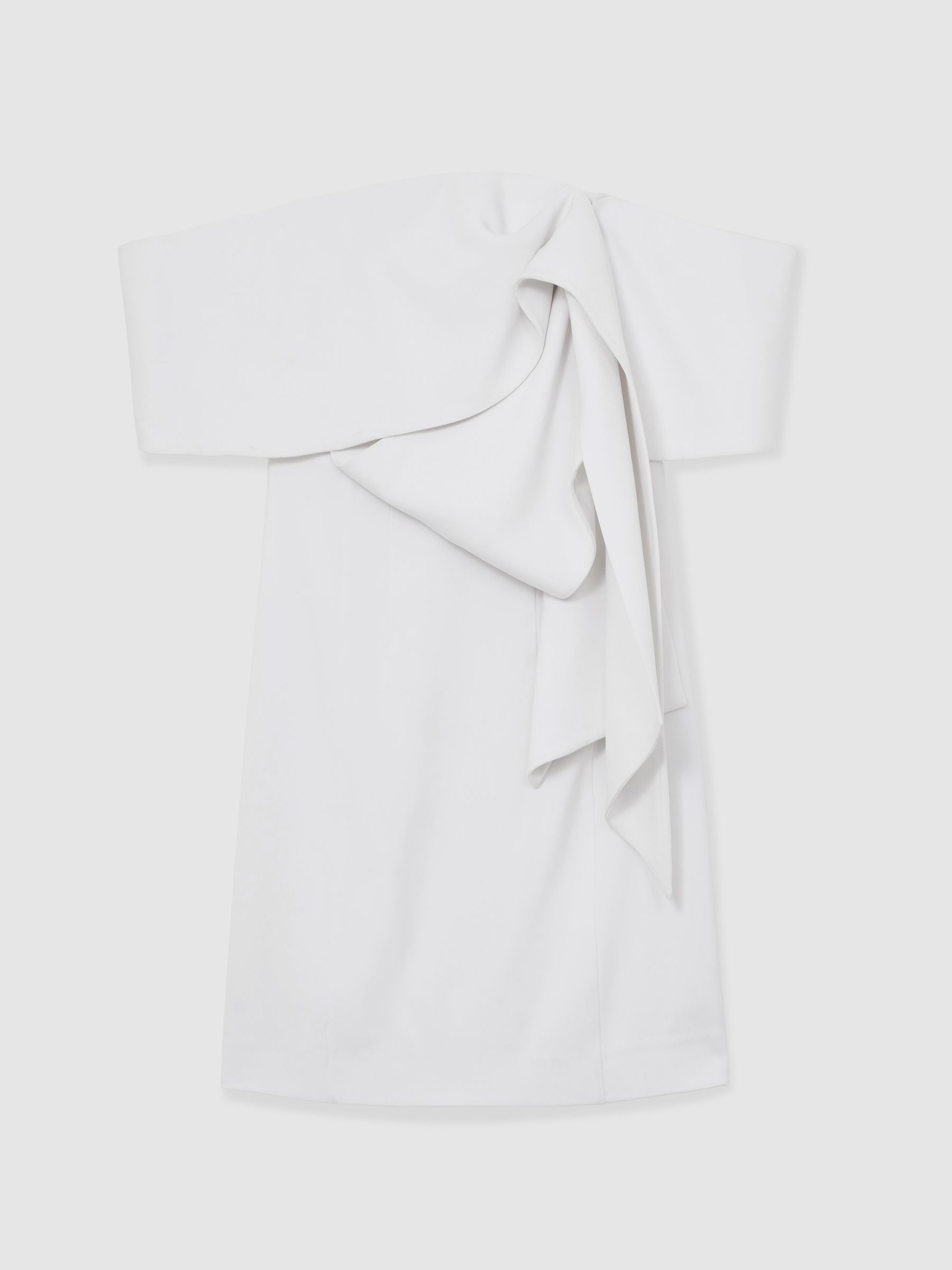 Sculptural Off-Shoulder Mini Dress in Ivory