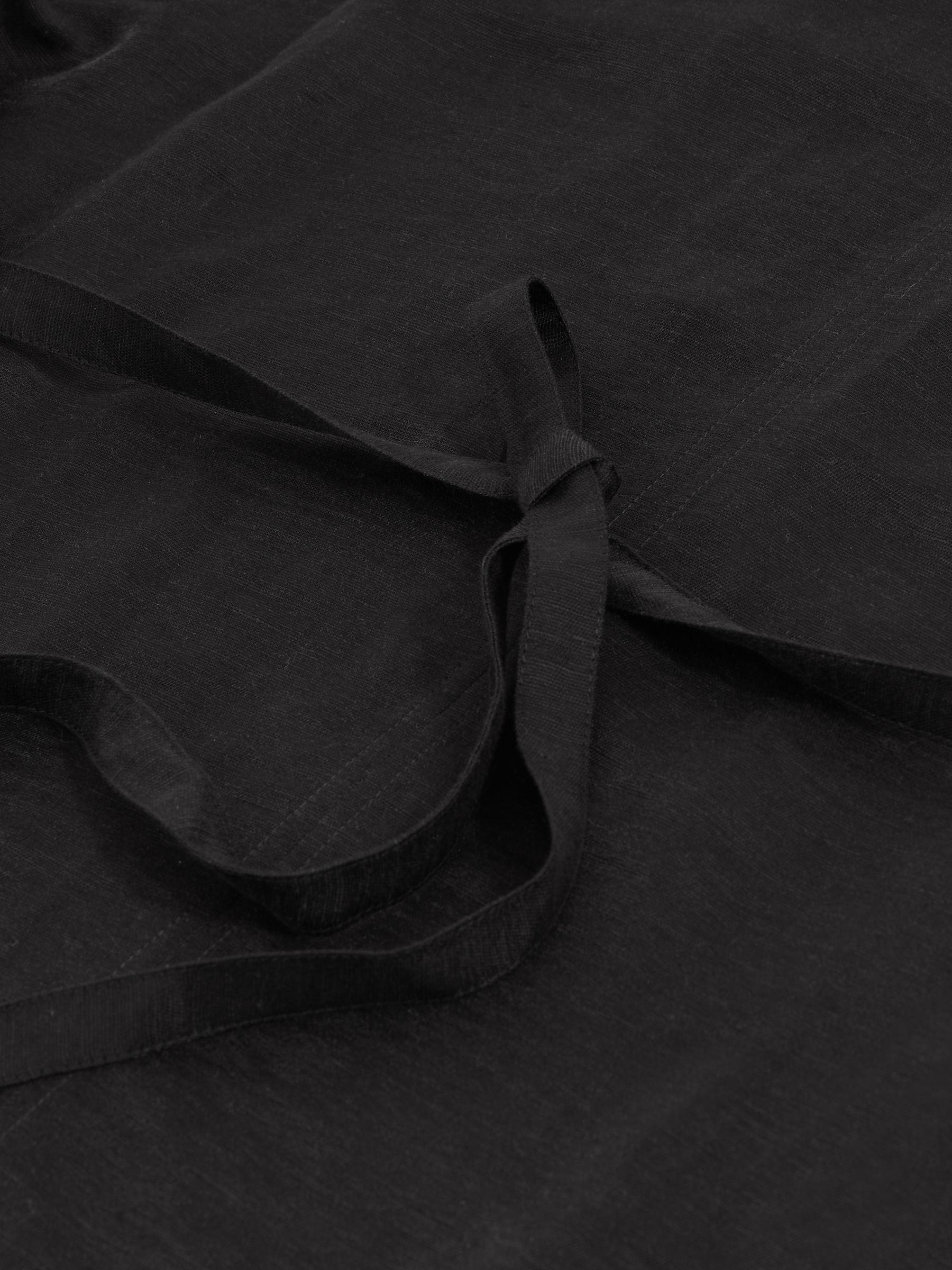 Linen-Blend Cap-Sleeve T-Shirt in Black