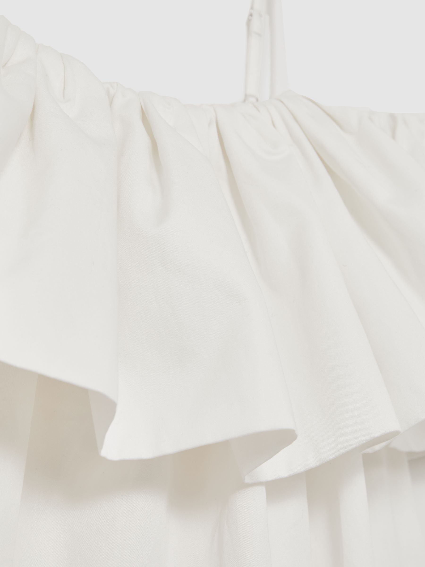 Cotton Off Shoulder Mini Dress in Ivory Cream