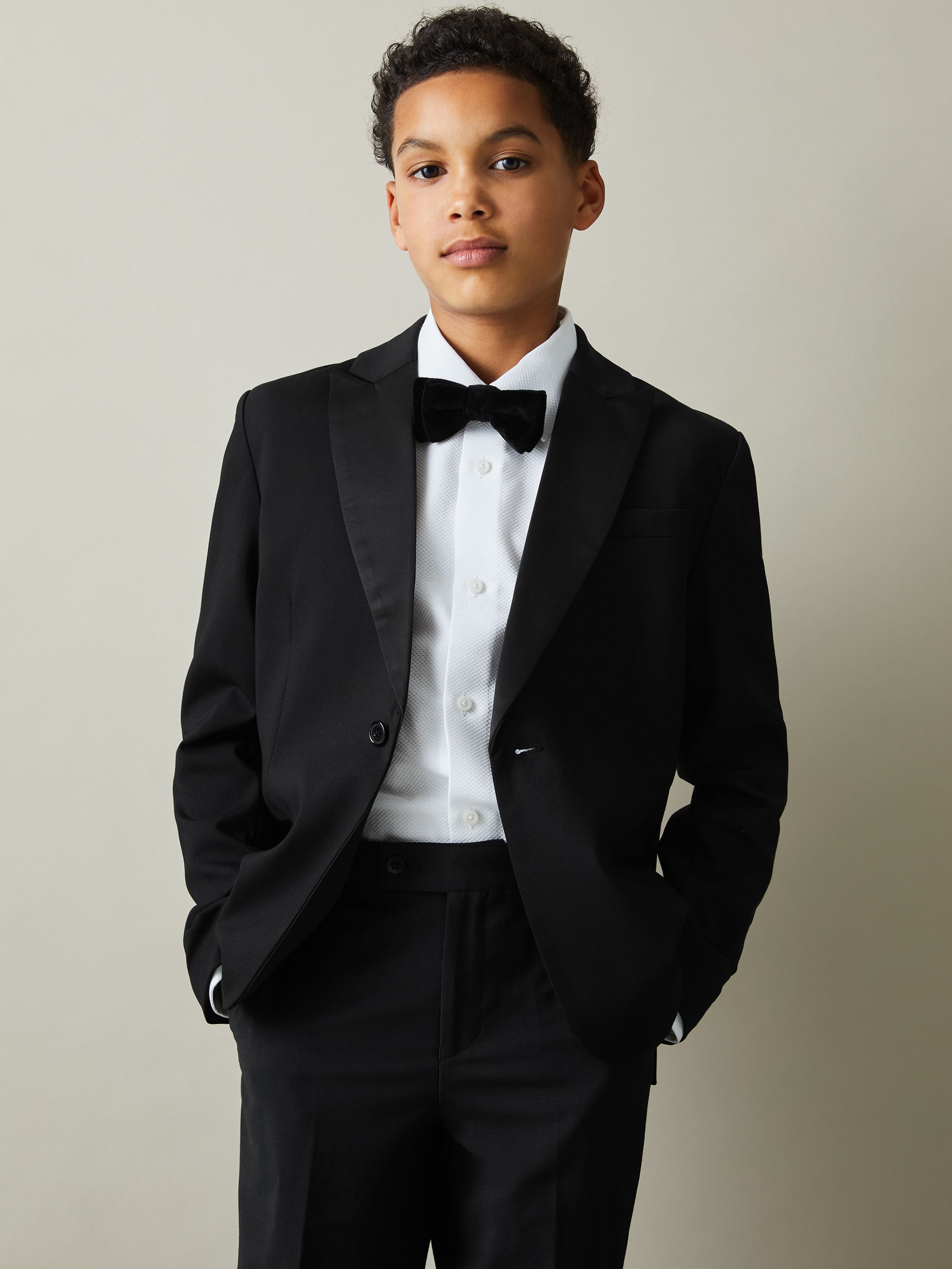 3-9 yrs Tuxedo Satin Single Breasted Blazer in Black