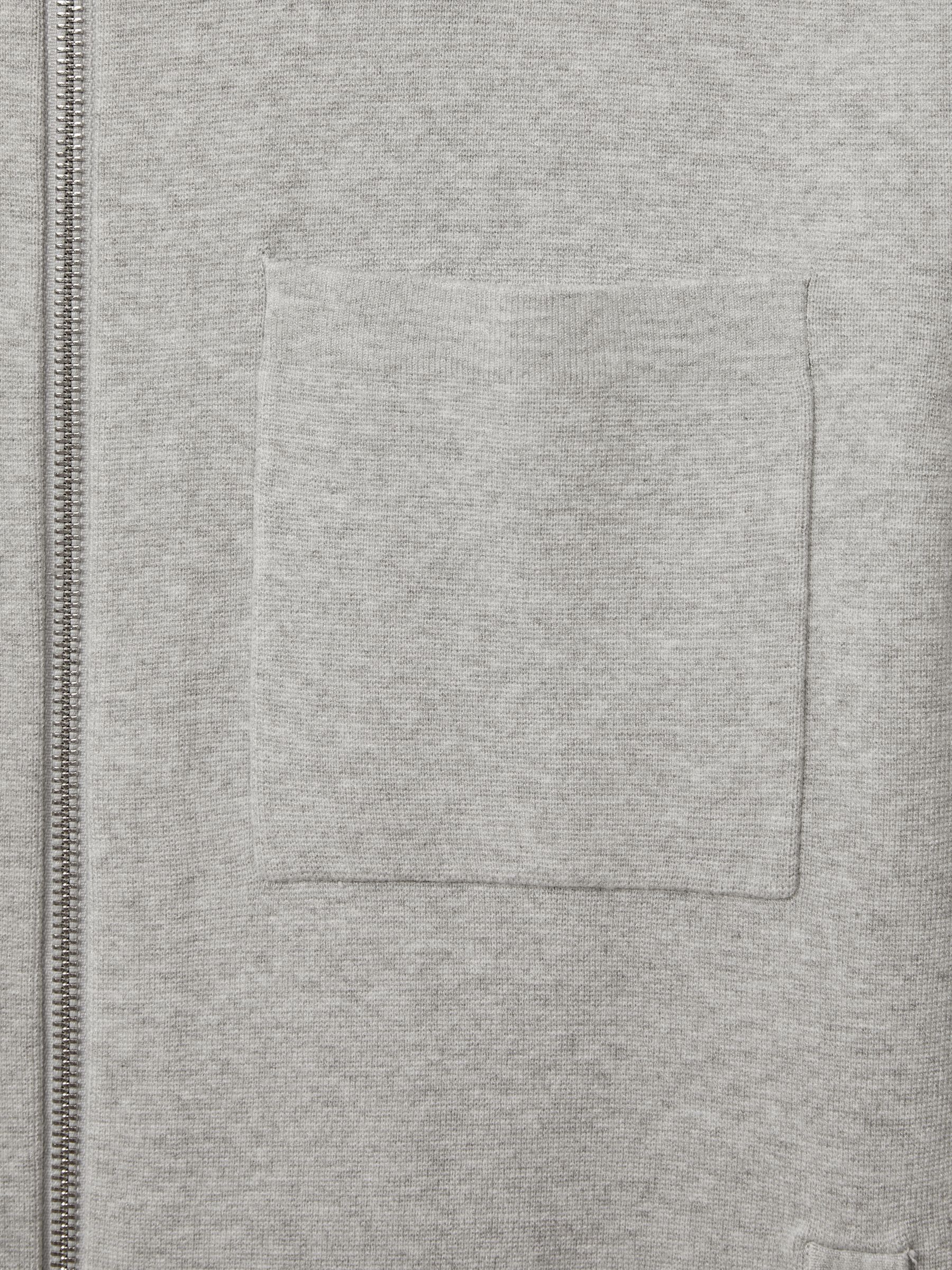 Knitted Zip-Through Jacket in Soft Grey Melange