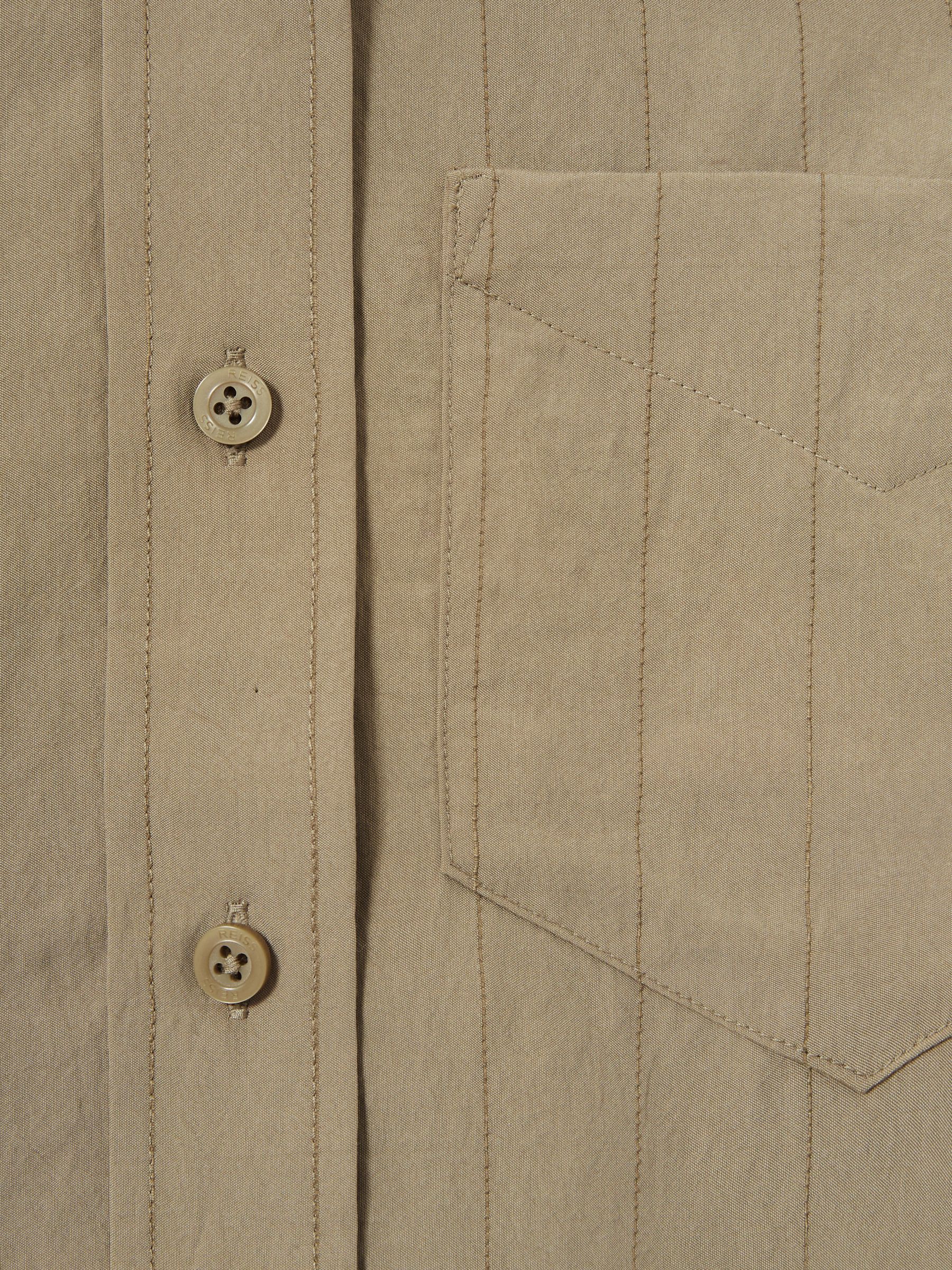 Modal-Blend Woven Pinstripe Shirt in Khaki