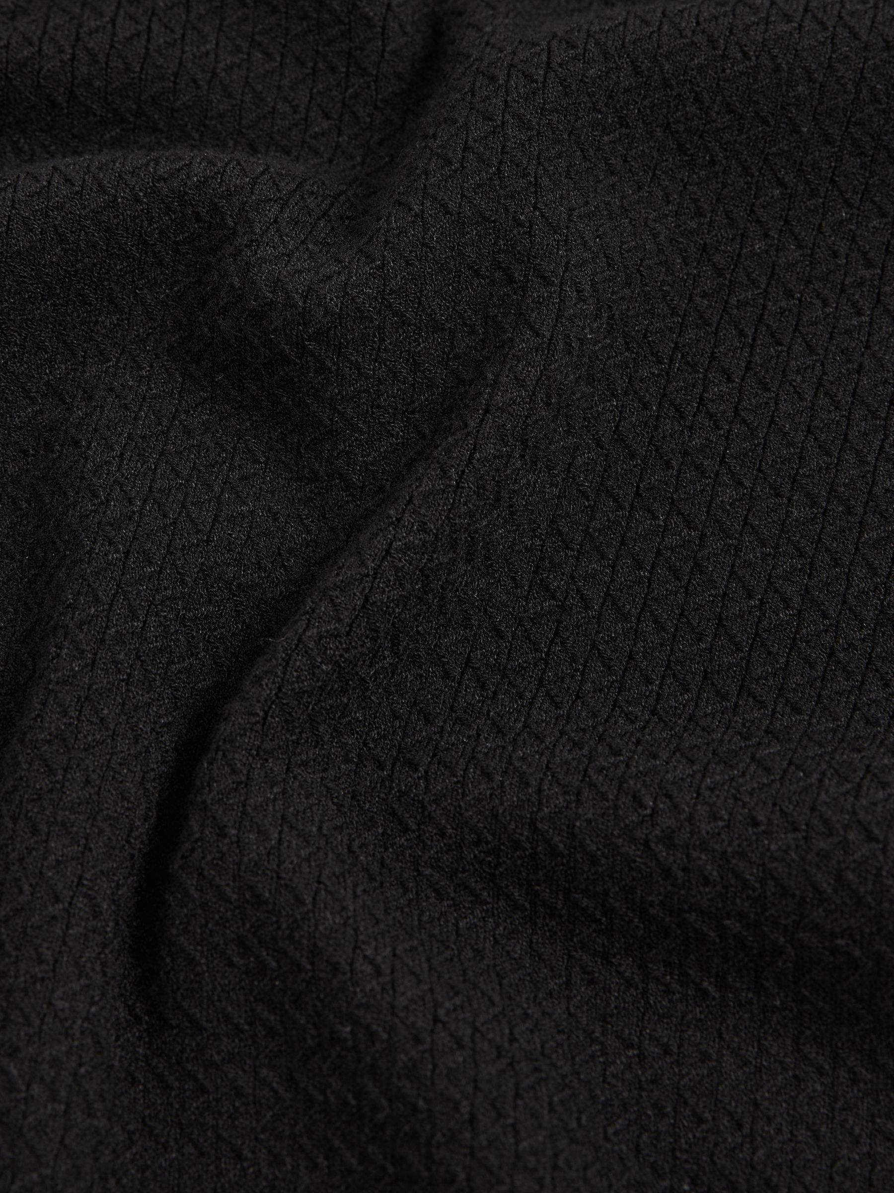 Open-Collar Knit Polo Shirt in Black