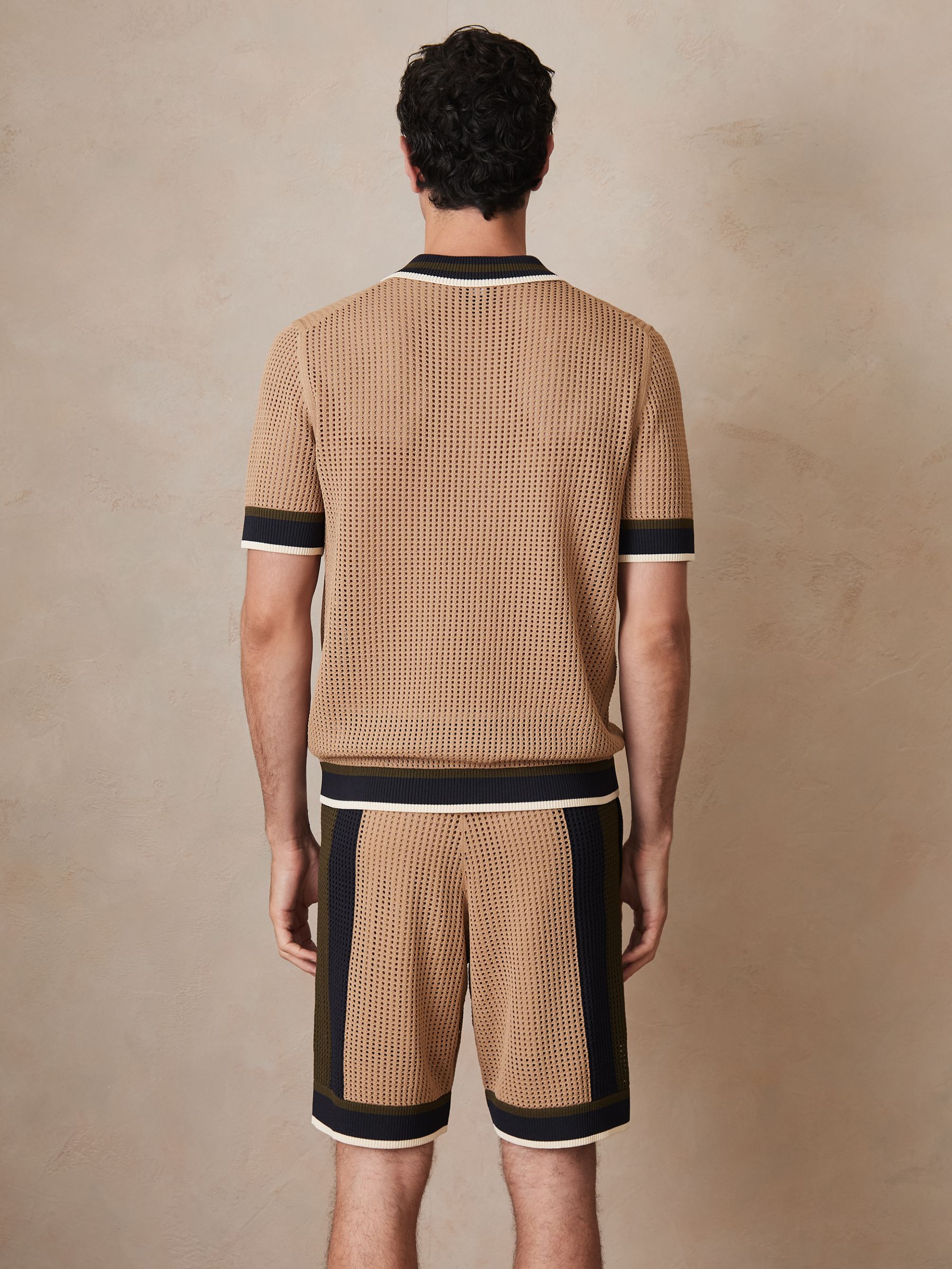 Reiss | Ché Crochet Tipped Shirt in Camel