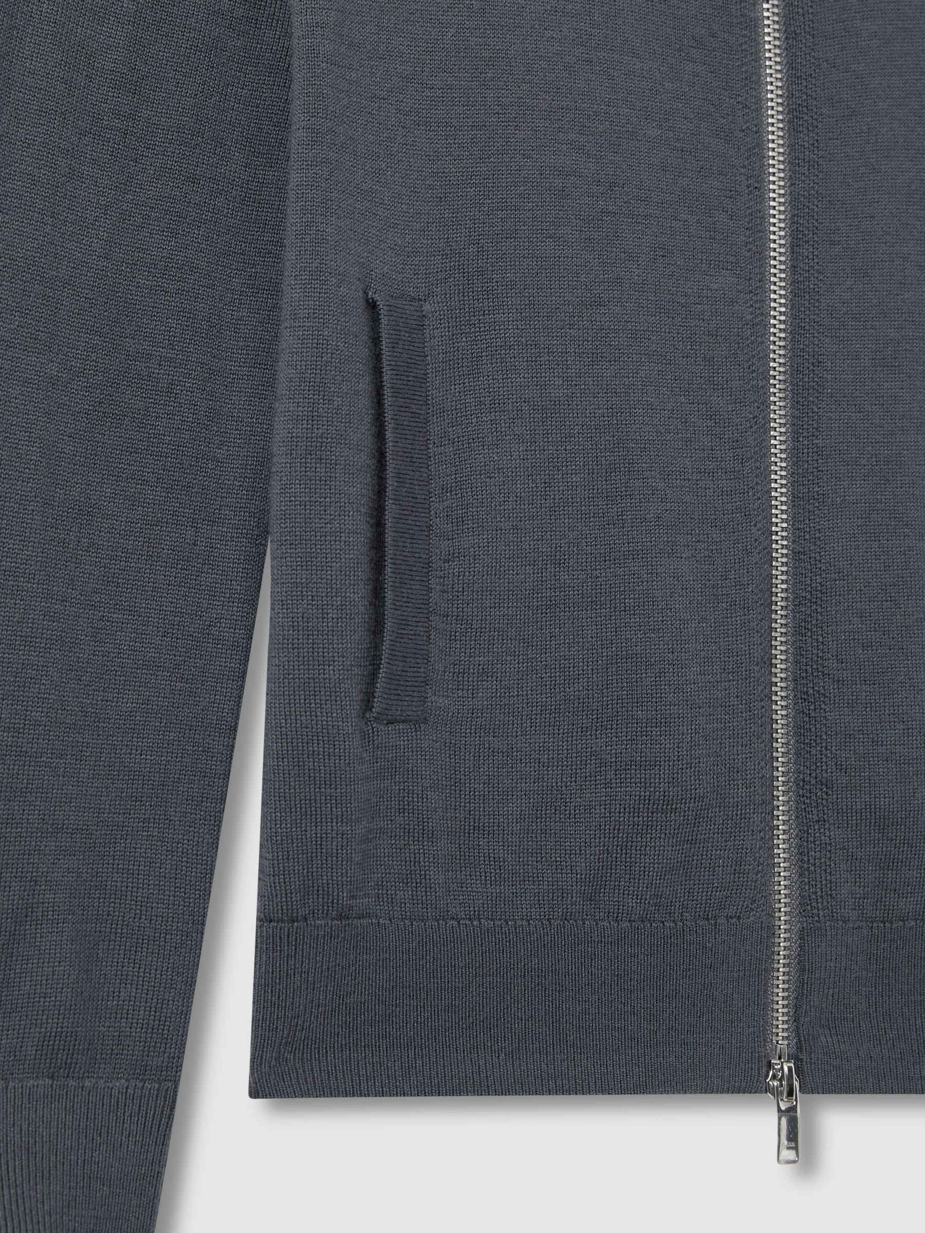 13-14 yrs Merino Wool-Blend Zip-Through Cardigan in Blackened Blue