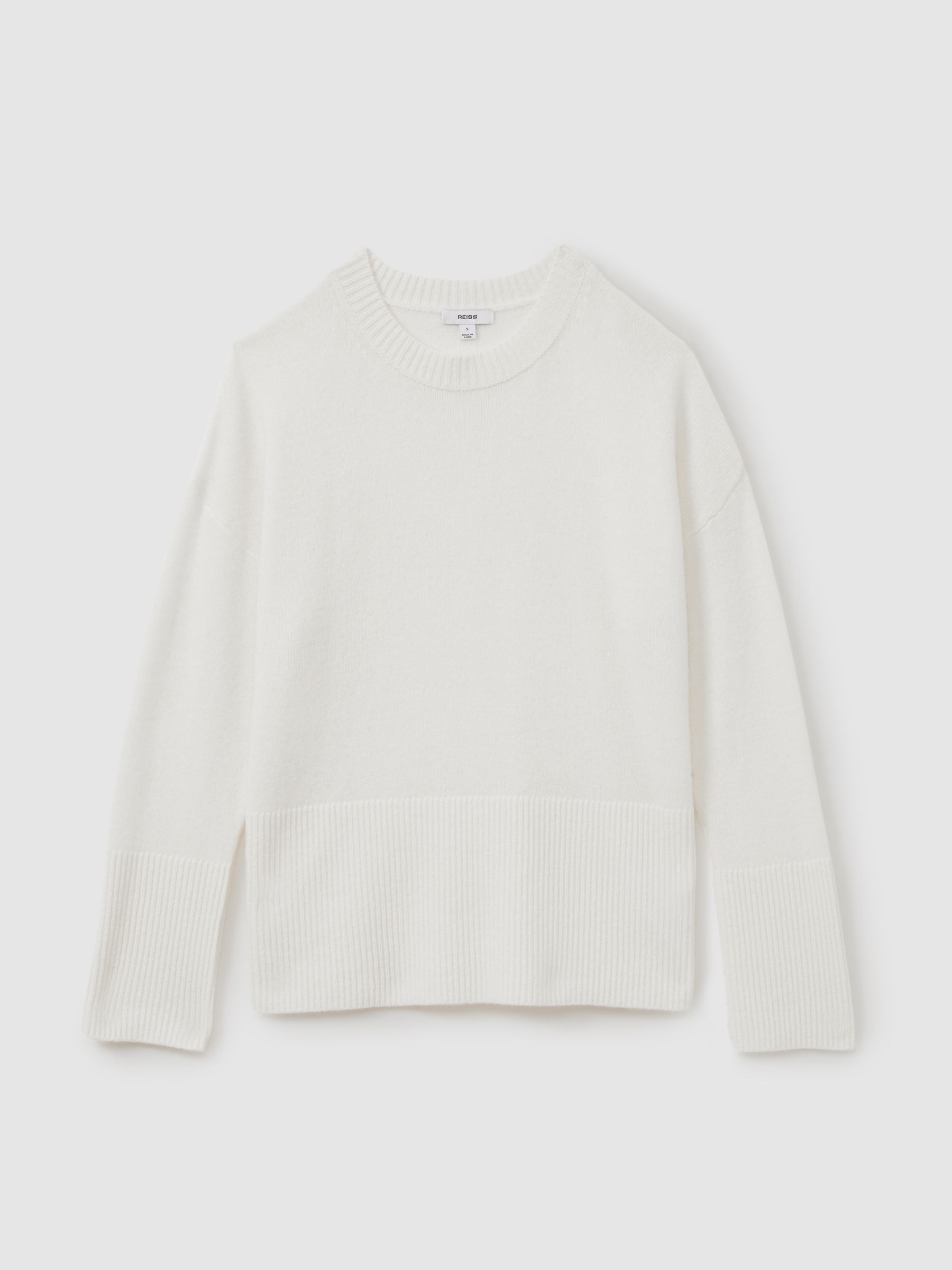 Wool-Cashmere Crew Neck Jumper in Cream