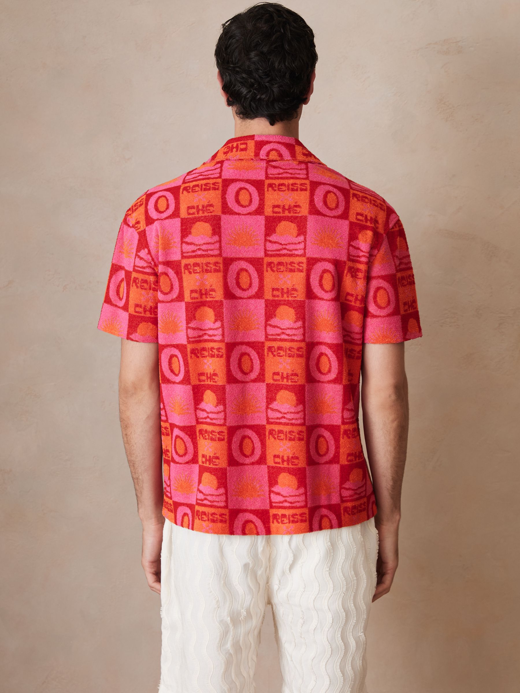 Reiss | Ché Sunset Towelling Shirt in Pink