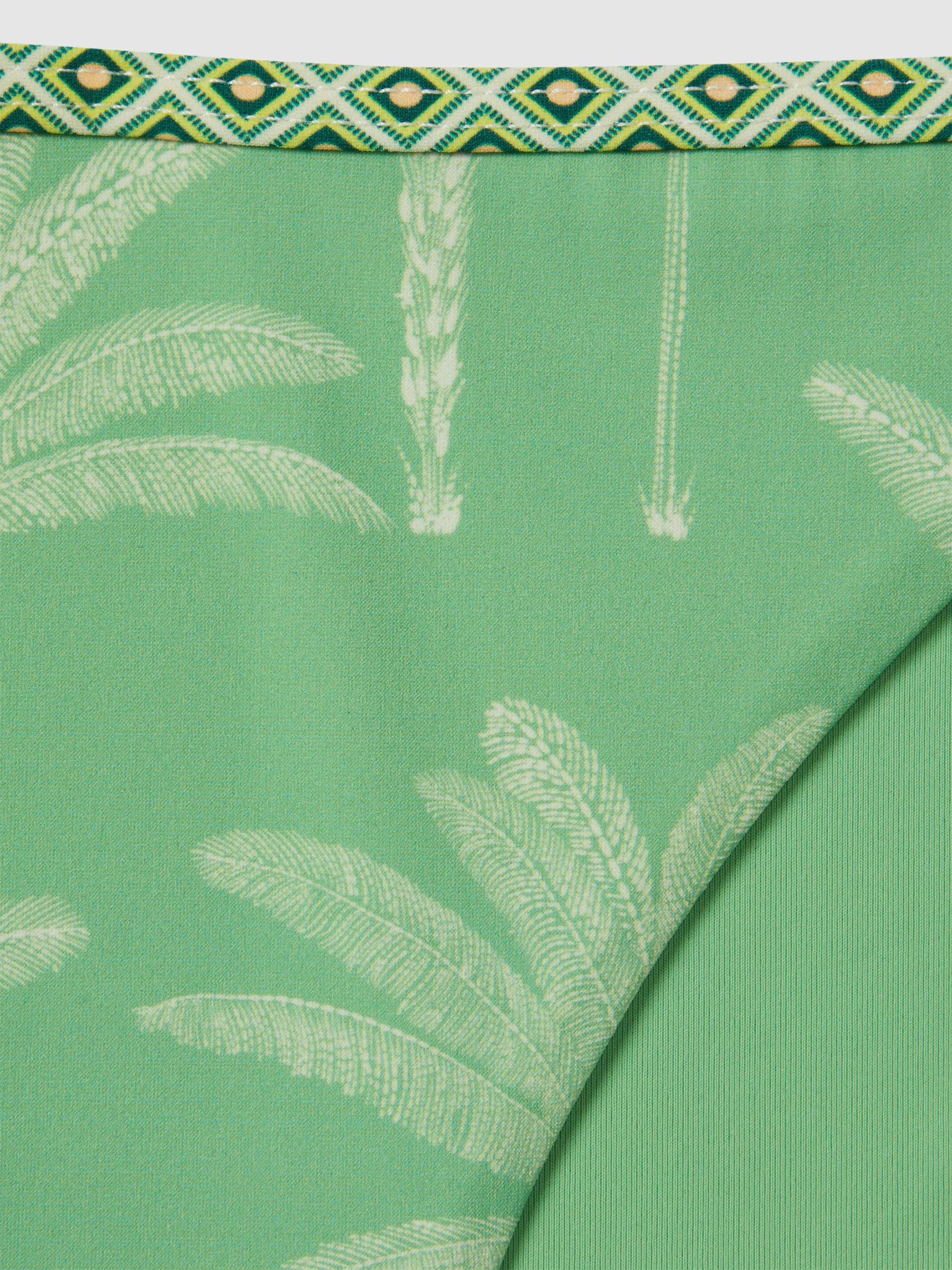 Palm Tree Print Bikini Bottoms in Green/Cream