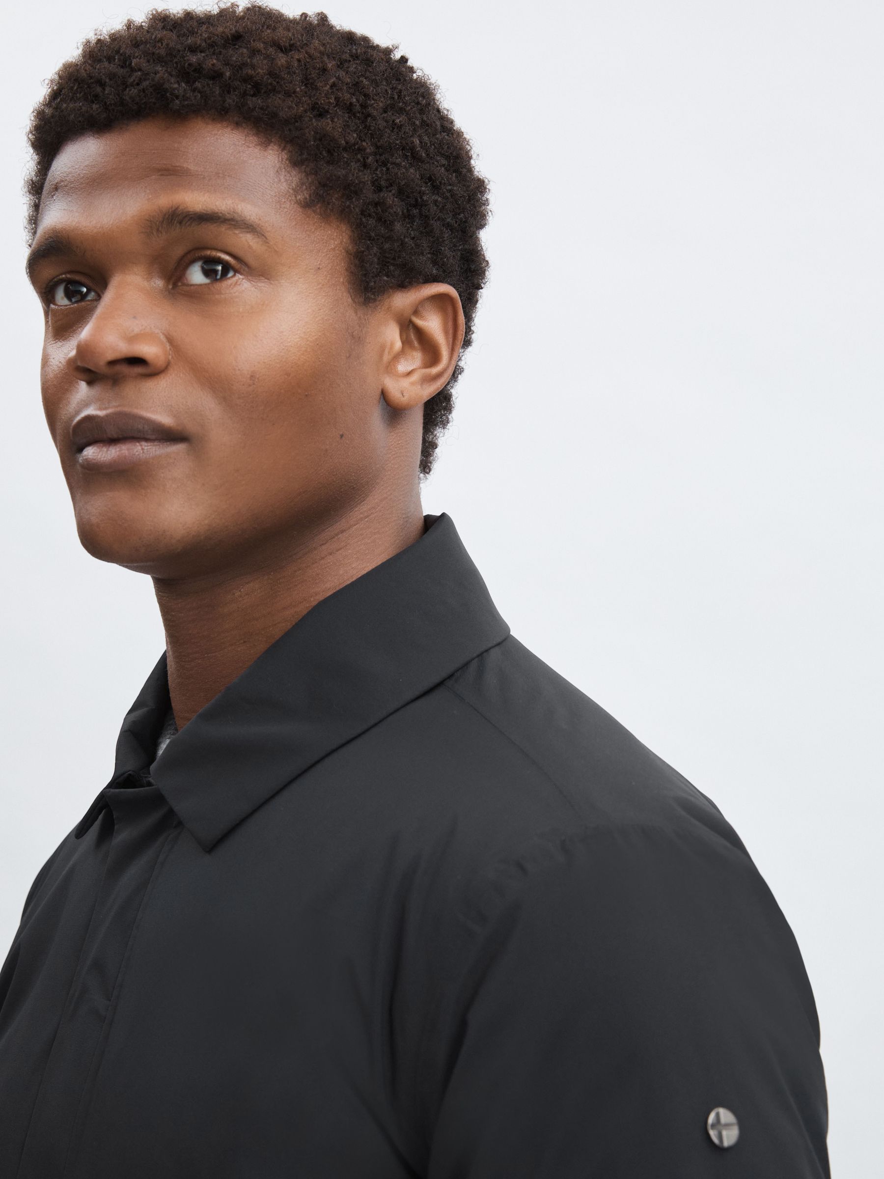 Scandinavian Edition Down Padded Car Black Coat in Black