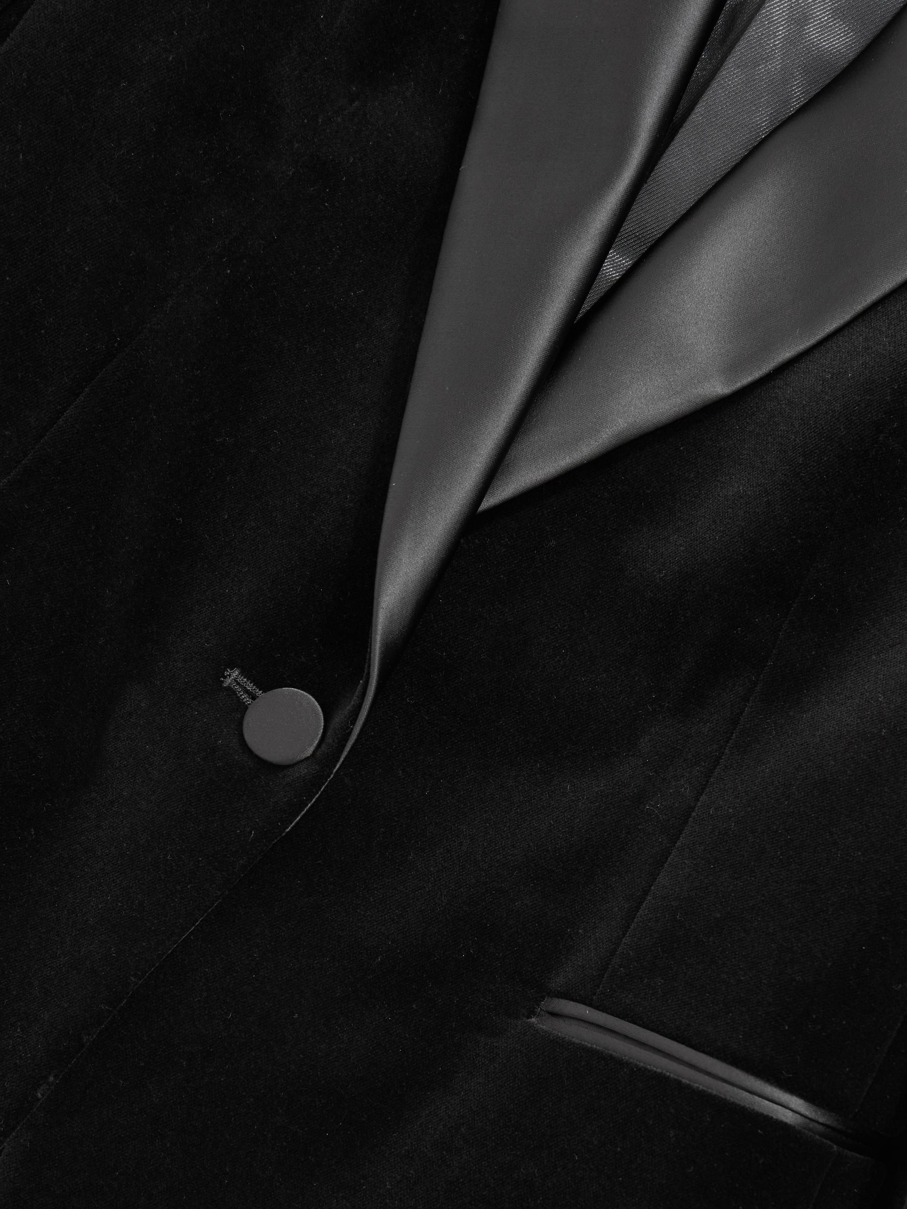 Petite Velvet Single Breasted Suit Blazer in Black