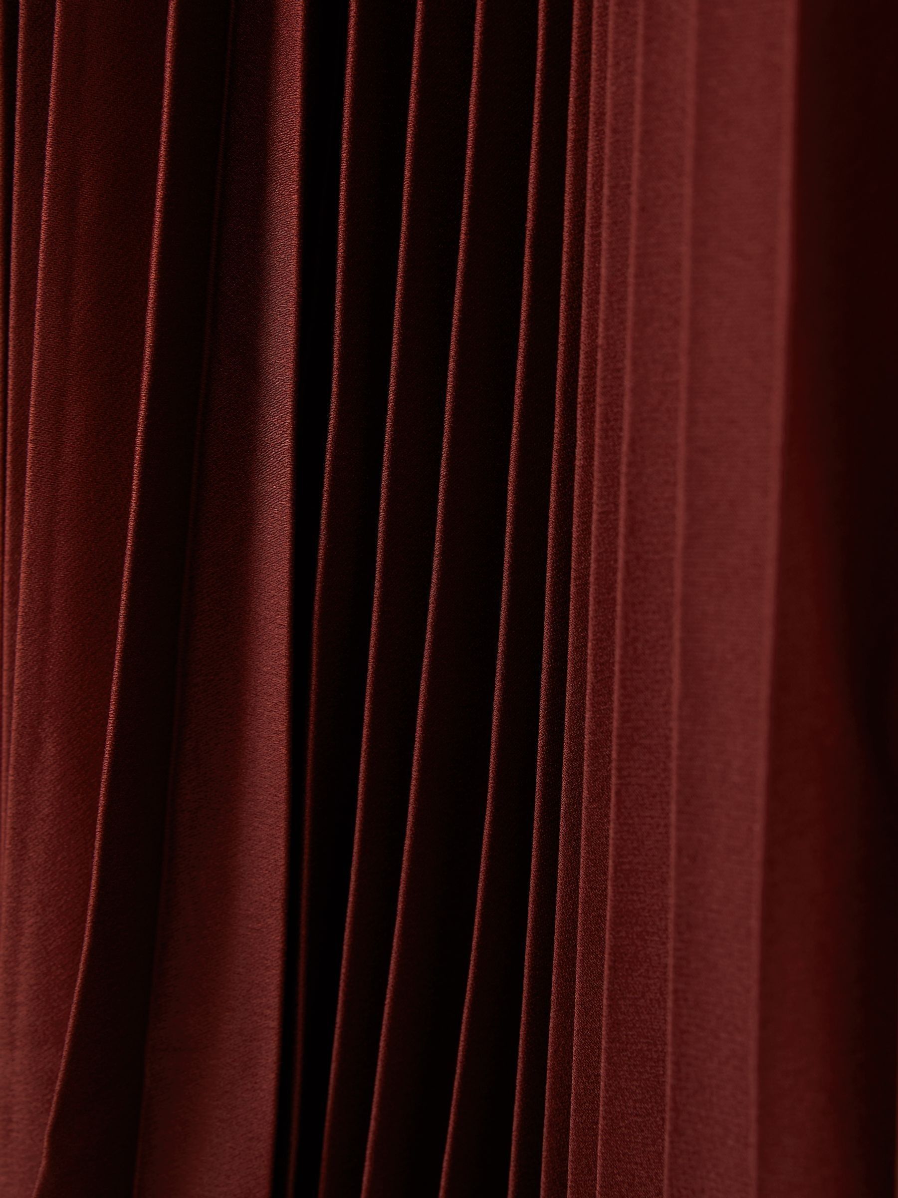Florere Cinnamon Pleated Satin Maxi Skirt in Cinnamon