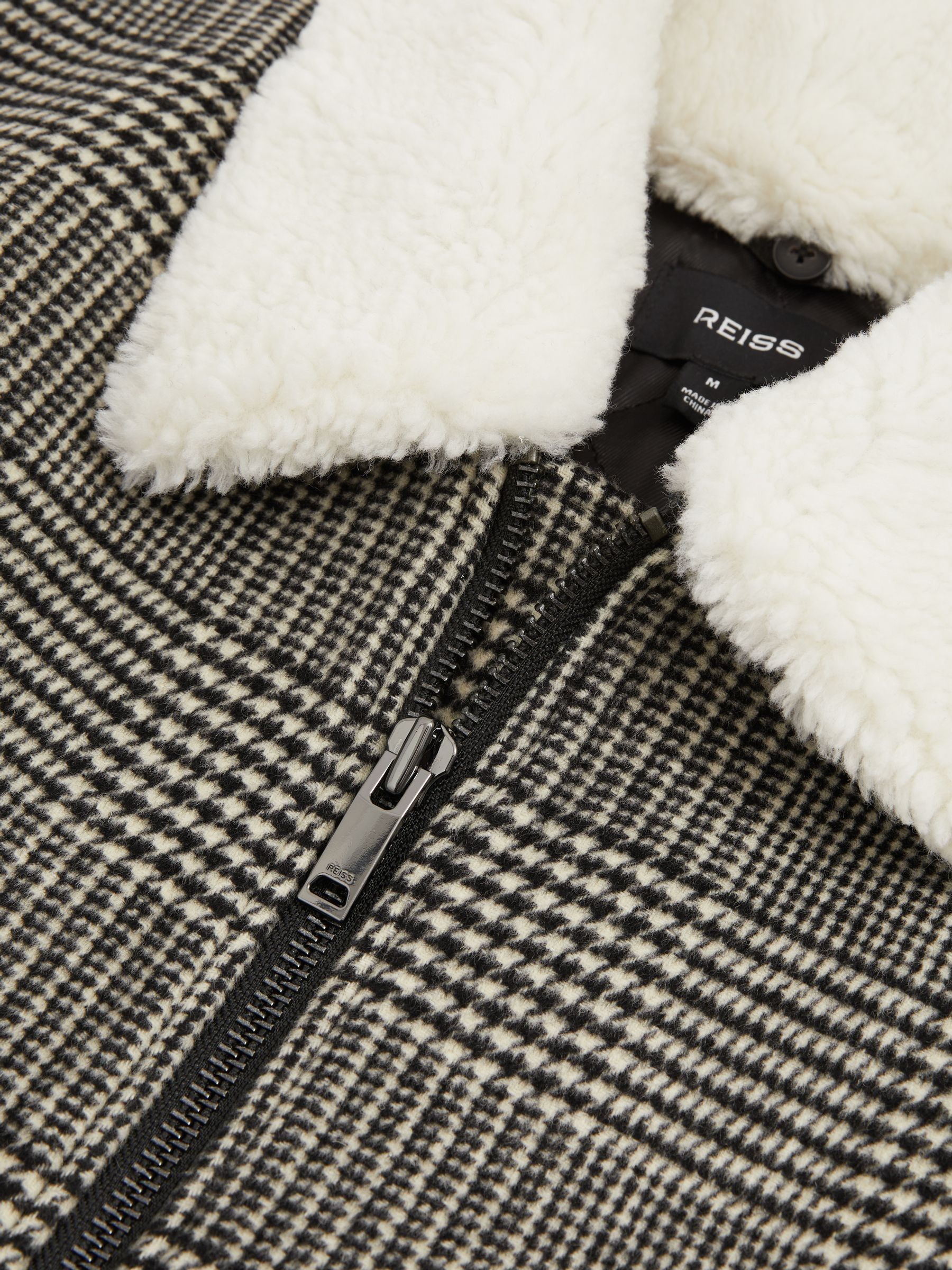 Wool-Blend Twill Zipped Jacket in Black/White