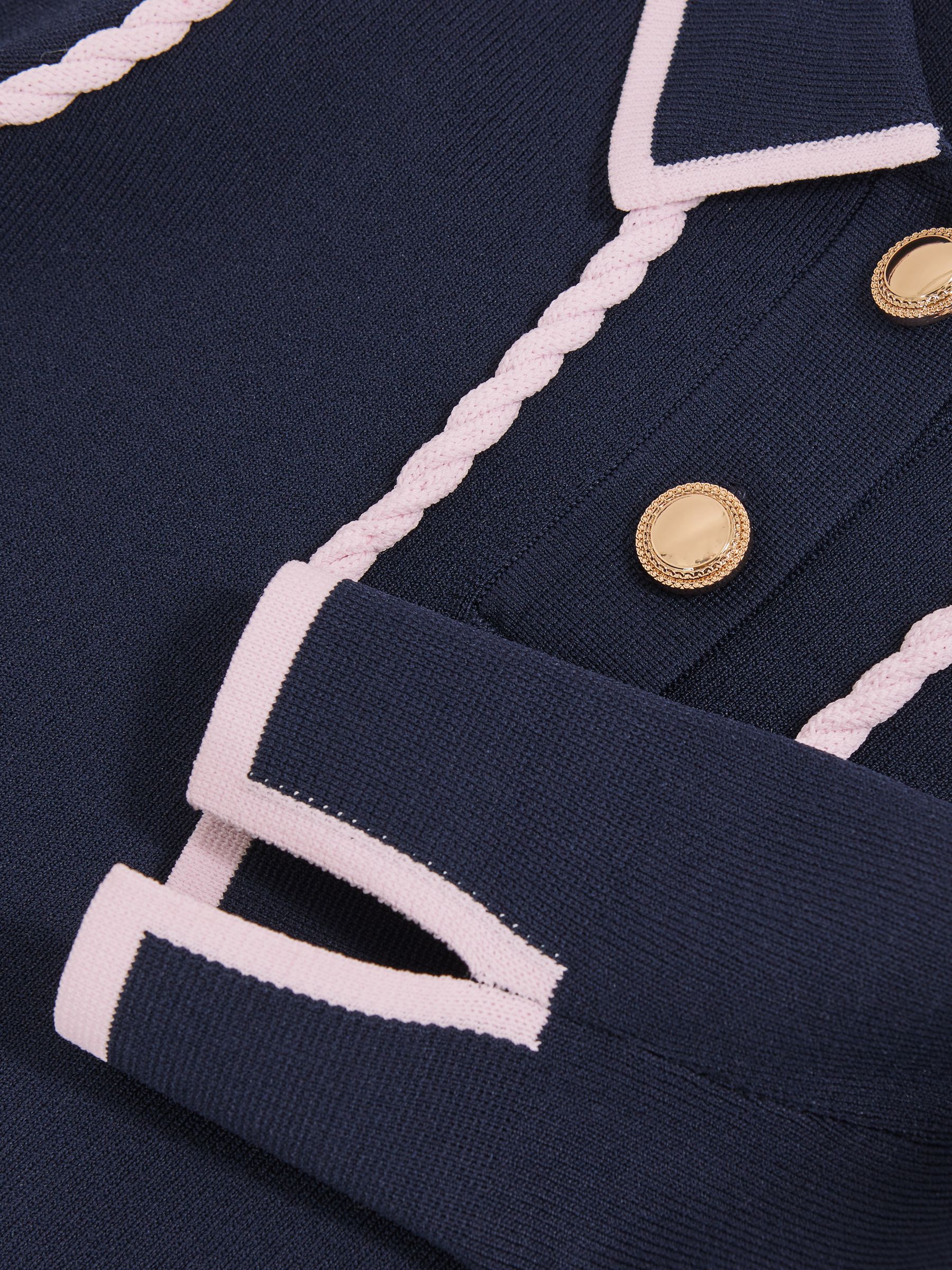 3-9 yrs Piped Knitted Collar Top in Navy