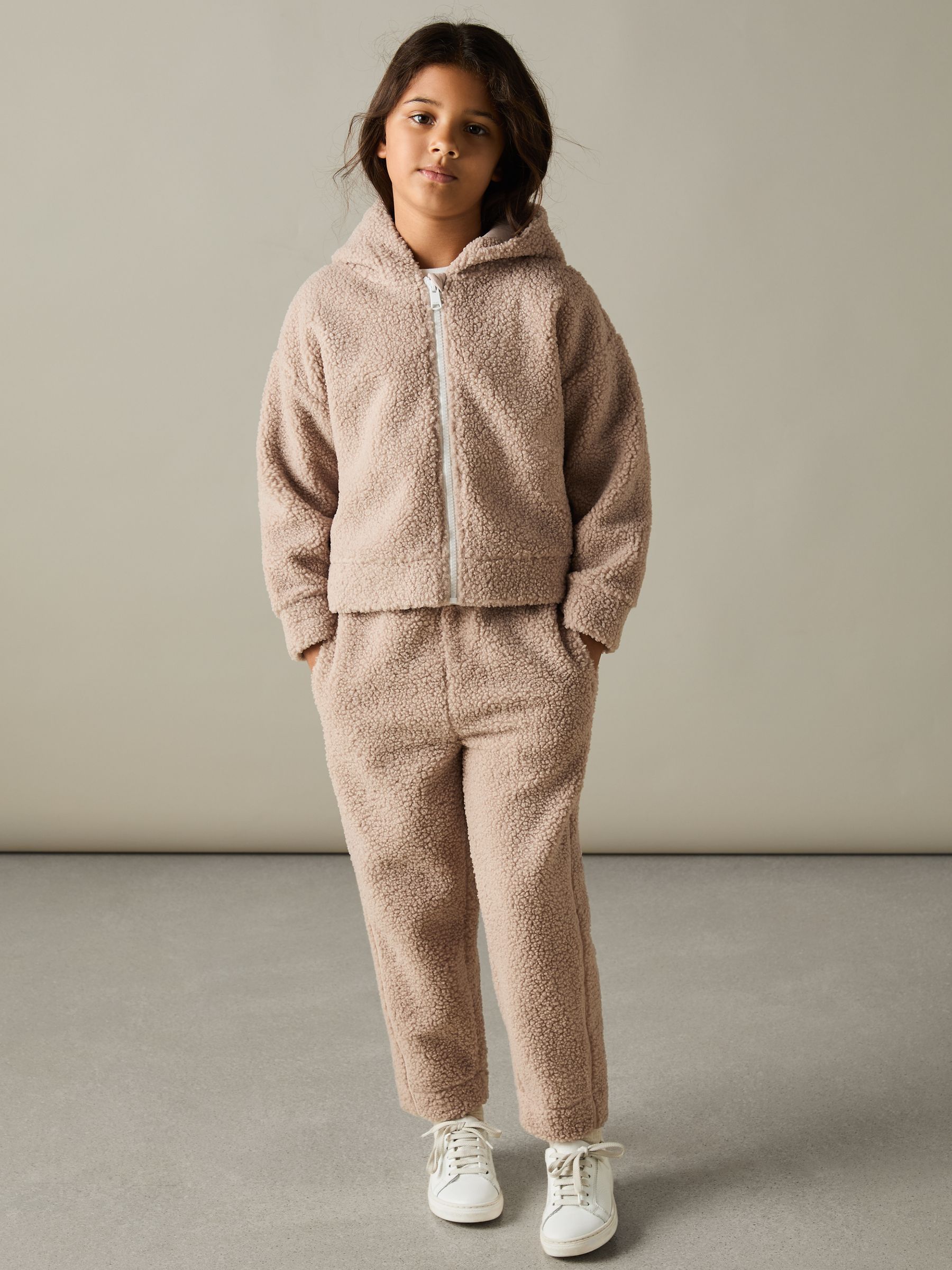 4-9 yrs Borg Zipped Hoodie and Joggers Set in Mink