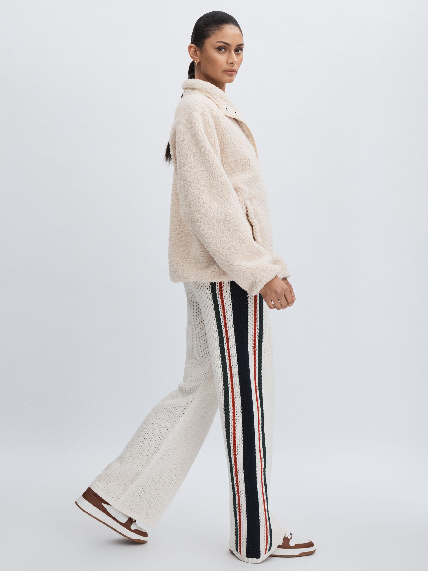 The Upside Cotton Open-Knit Track Joggers in White