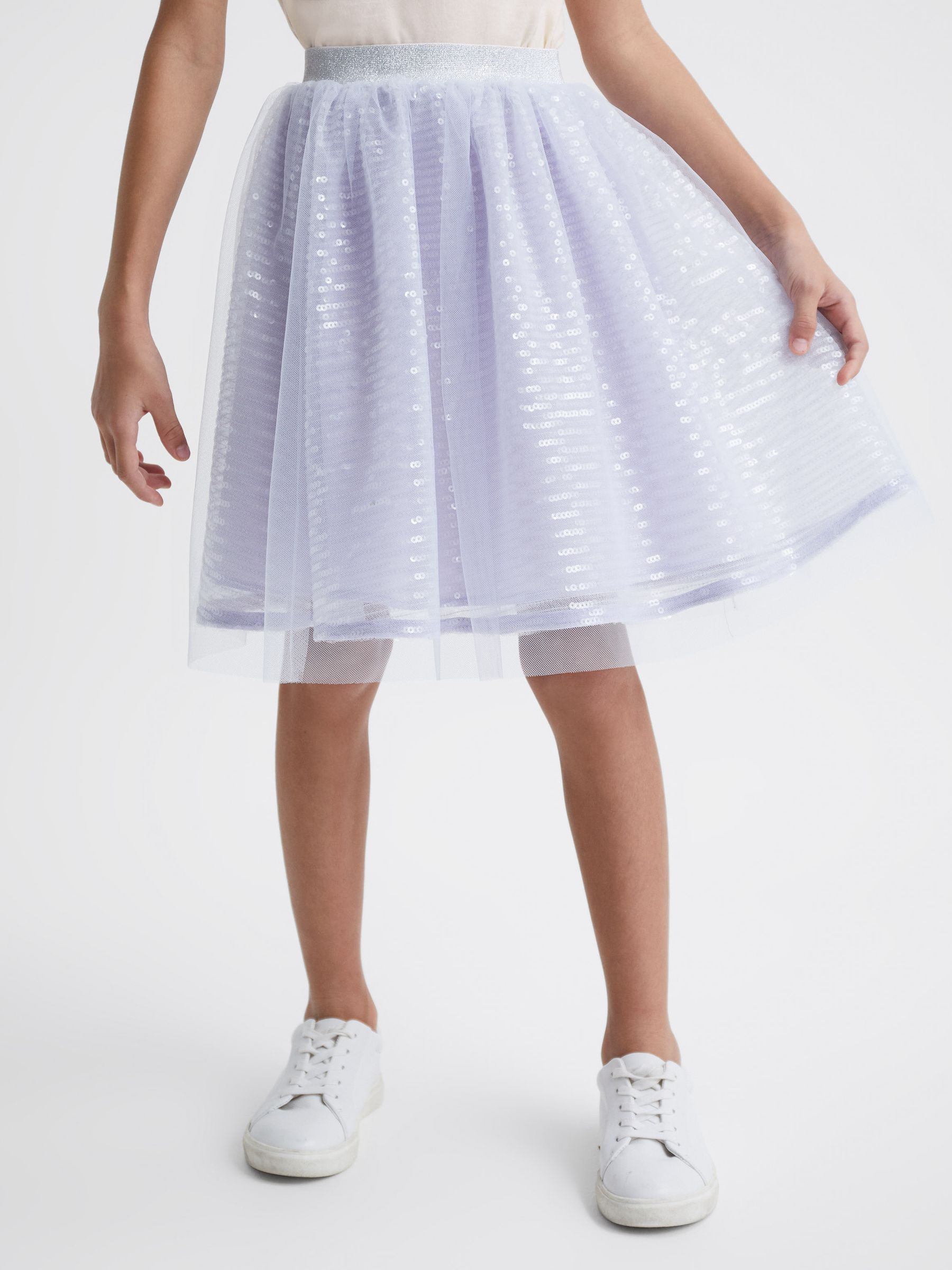 9-12 yrs Sequin Midi Skirt in Lilac
