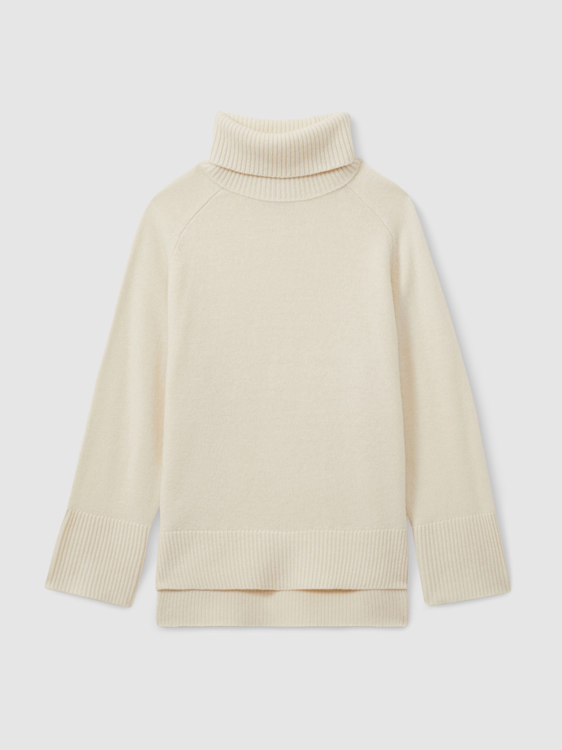 Wool-Cashmere Roll-Neck Jumper in Cream
