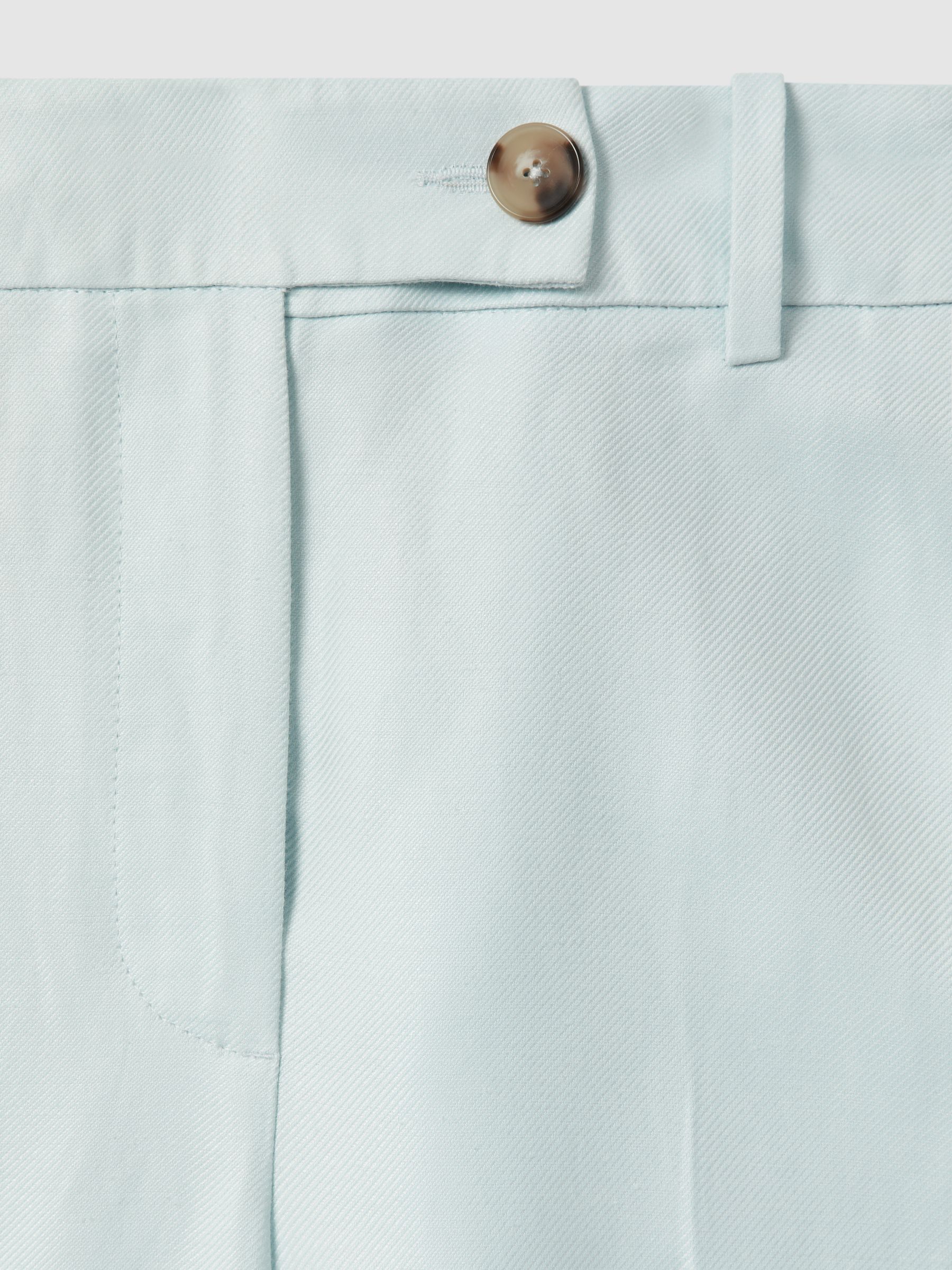 Viscose-Linen Wide Leg Suit Trousers in Blue