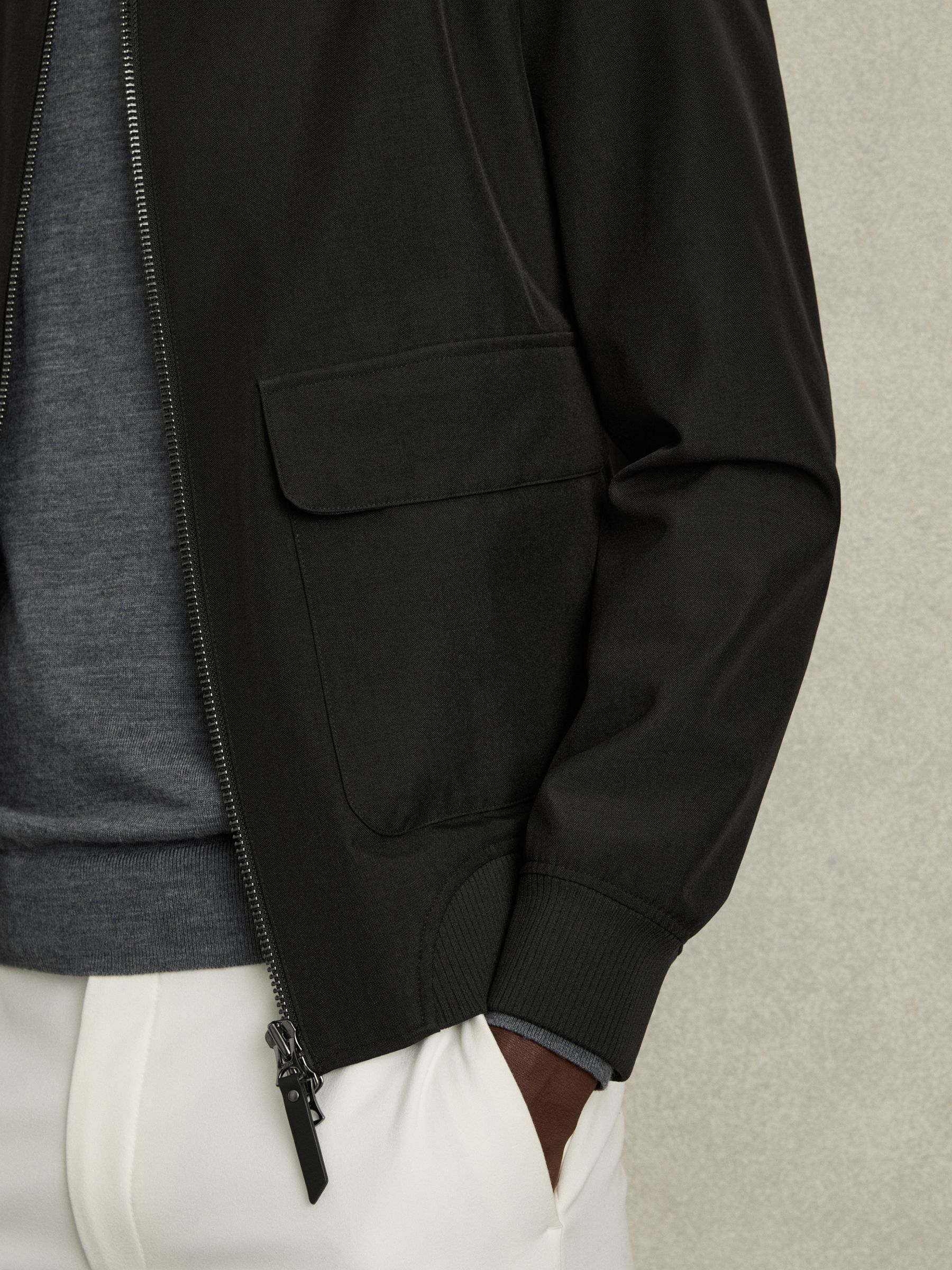 Zip-Through Funnel-Neck Jacket in Black