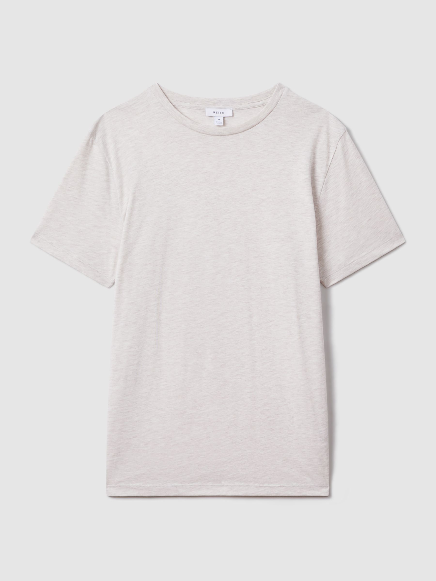 Cotton Crew Neck T-Shirt in Wheat Melange