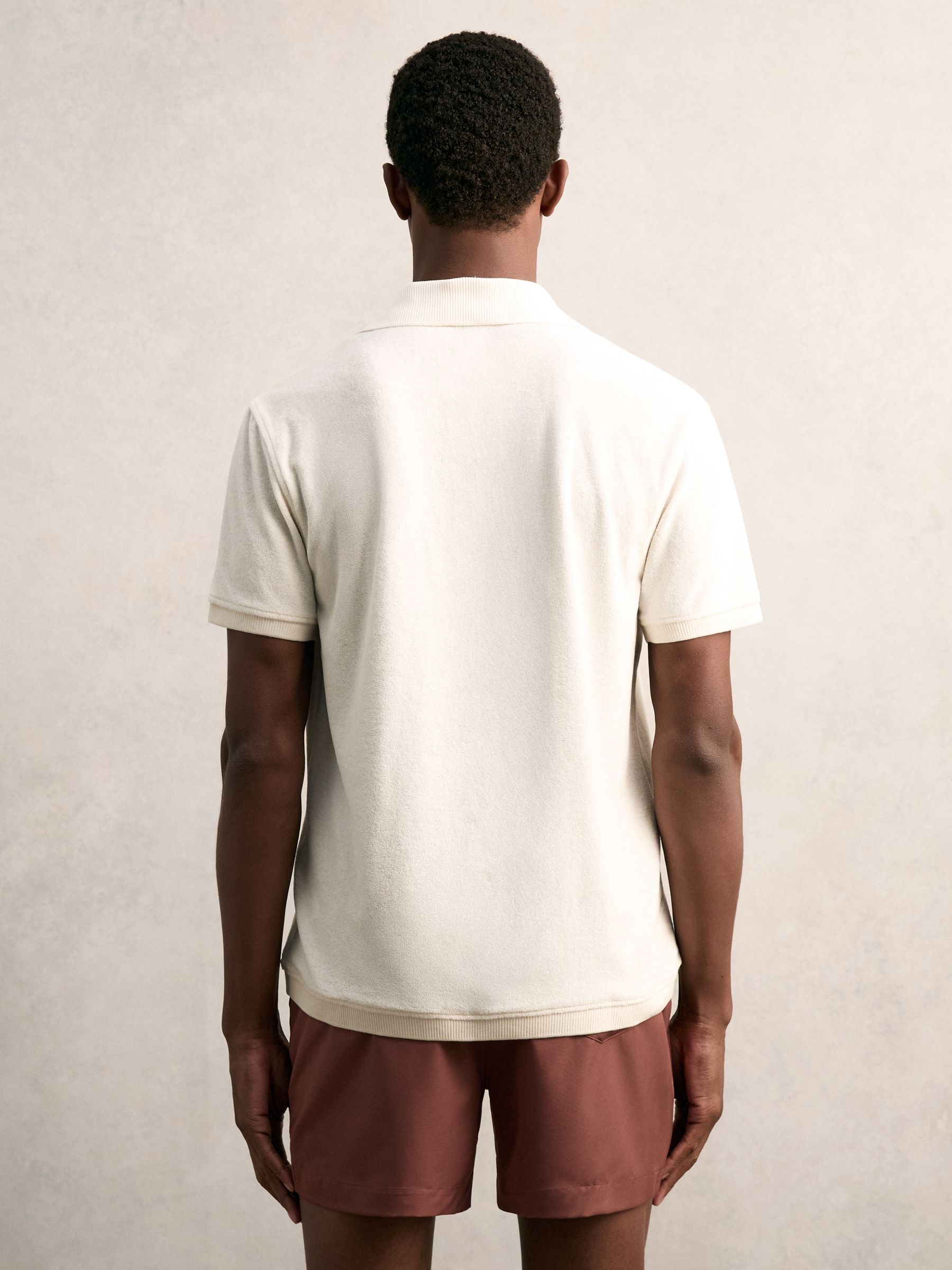 Cotton Blend Towelling Shirt in White