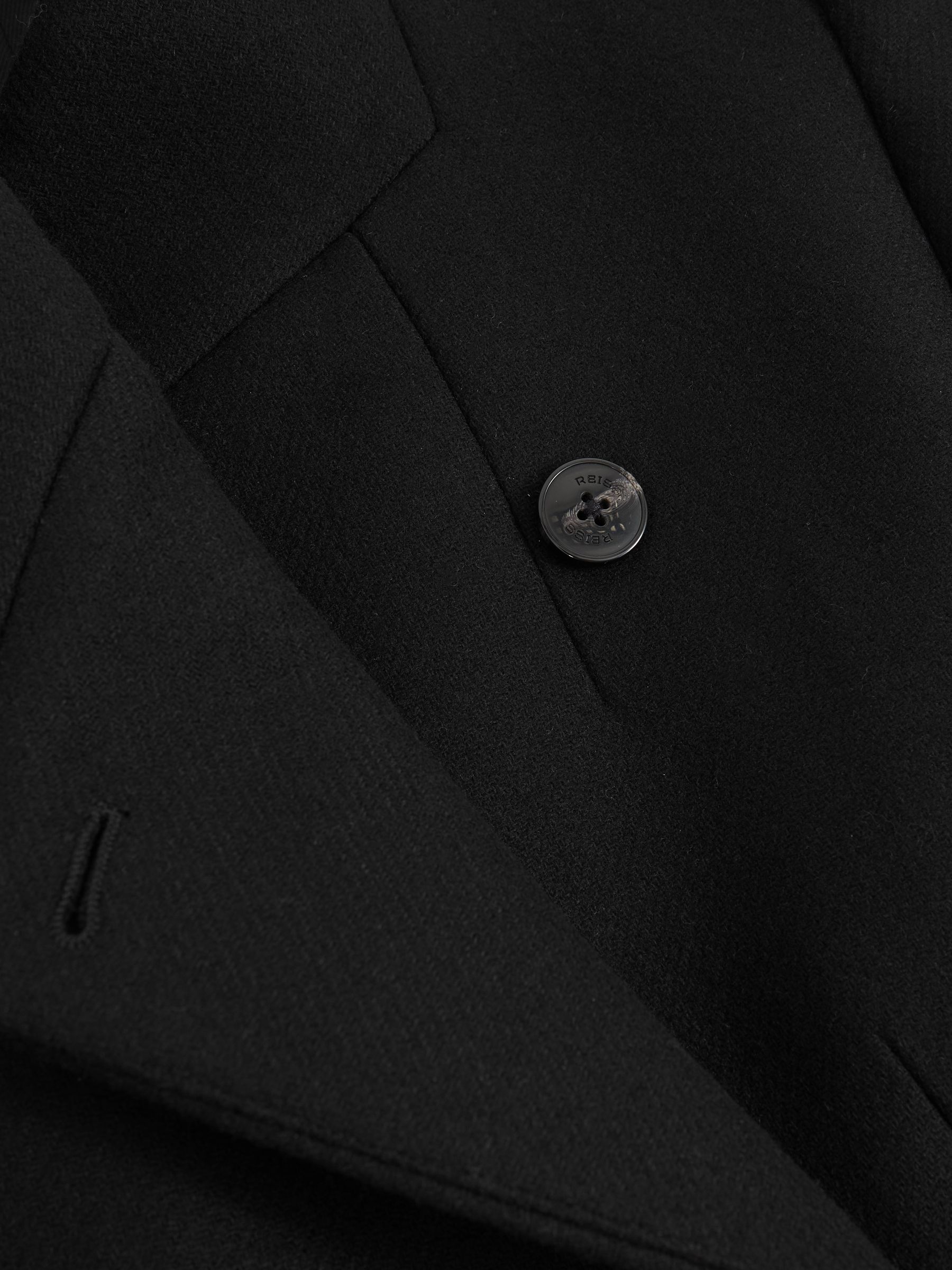 Petite Wool-Blend Wrapover Mid-Length Coat in Black