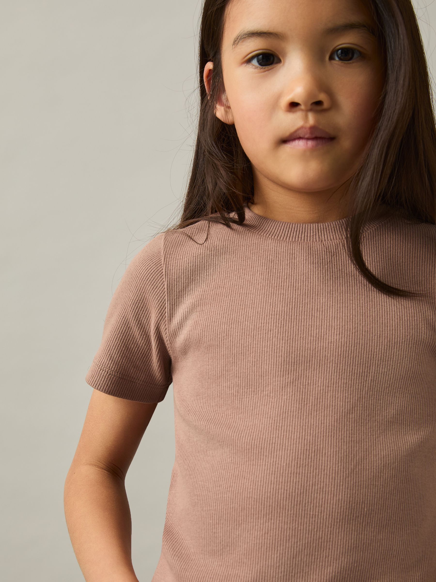 4-9 yrs Cotton-Jersey Ribbed Short-Sleeve T-Shirt in Berry