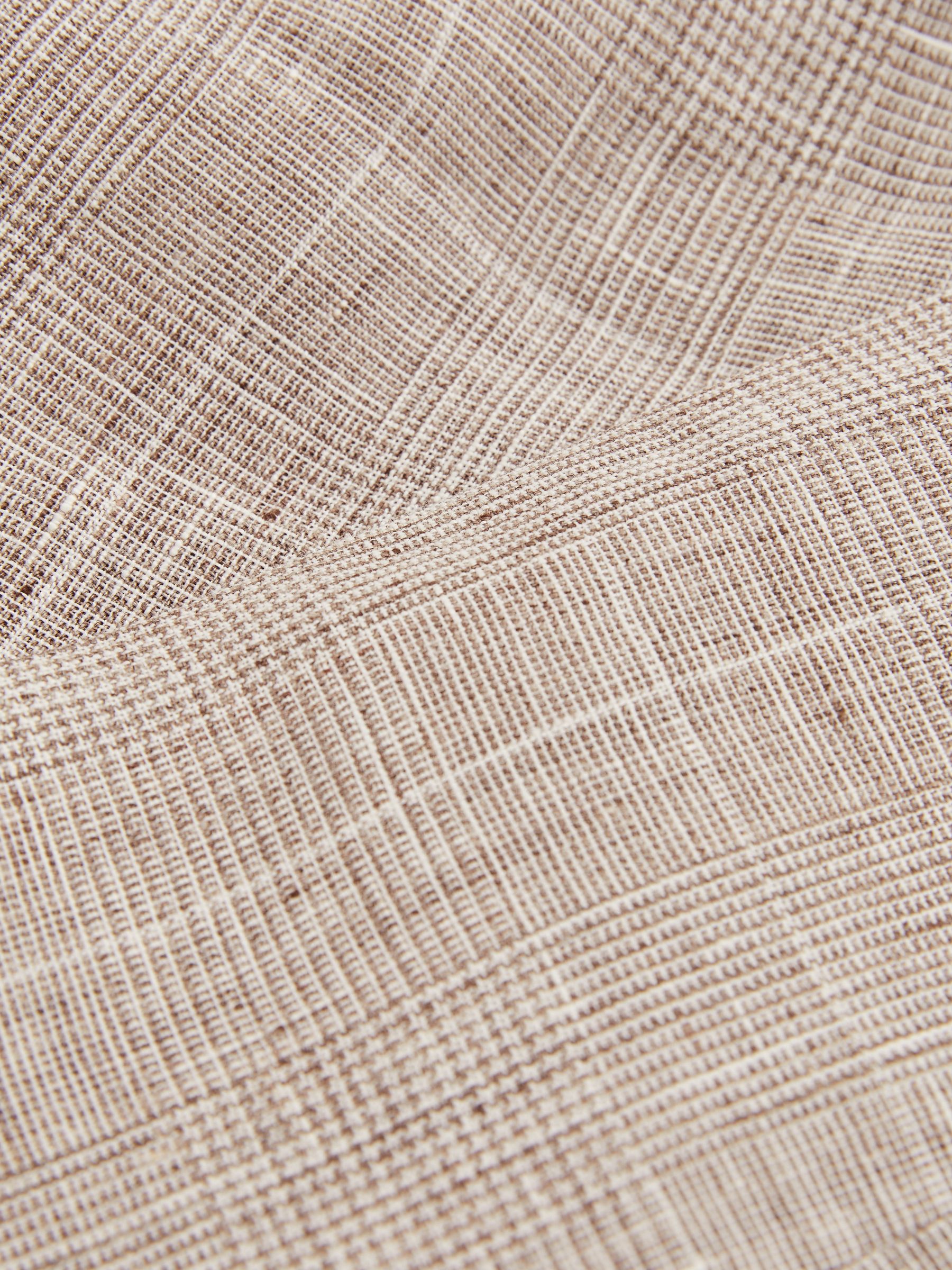 Linen Check Slim-Fit Suit Trousers in Oatmeal