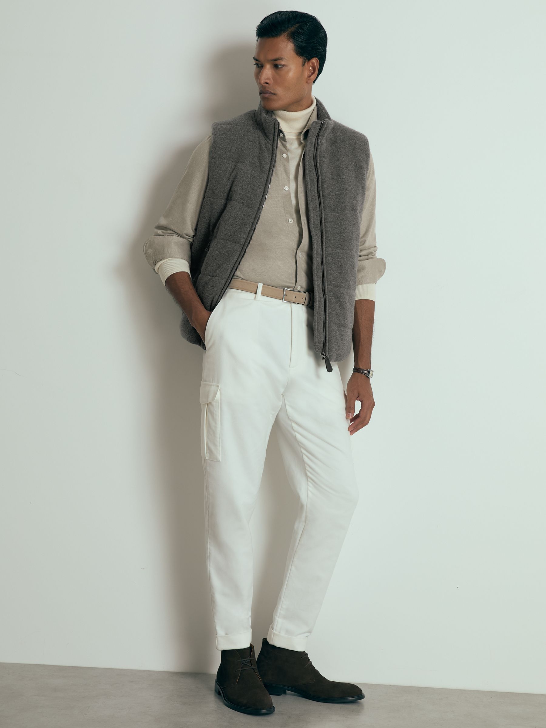 Atelier Linen-Blend-Jersey Shirt in Grey Melange
