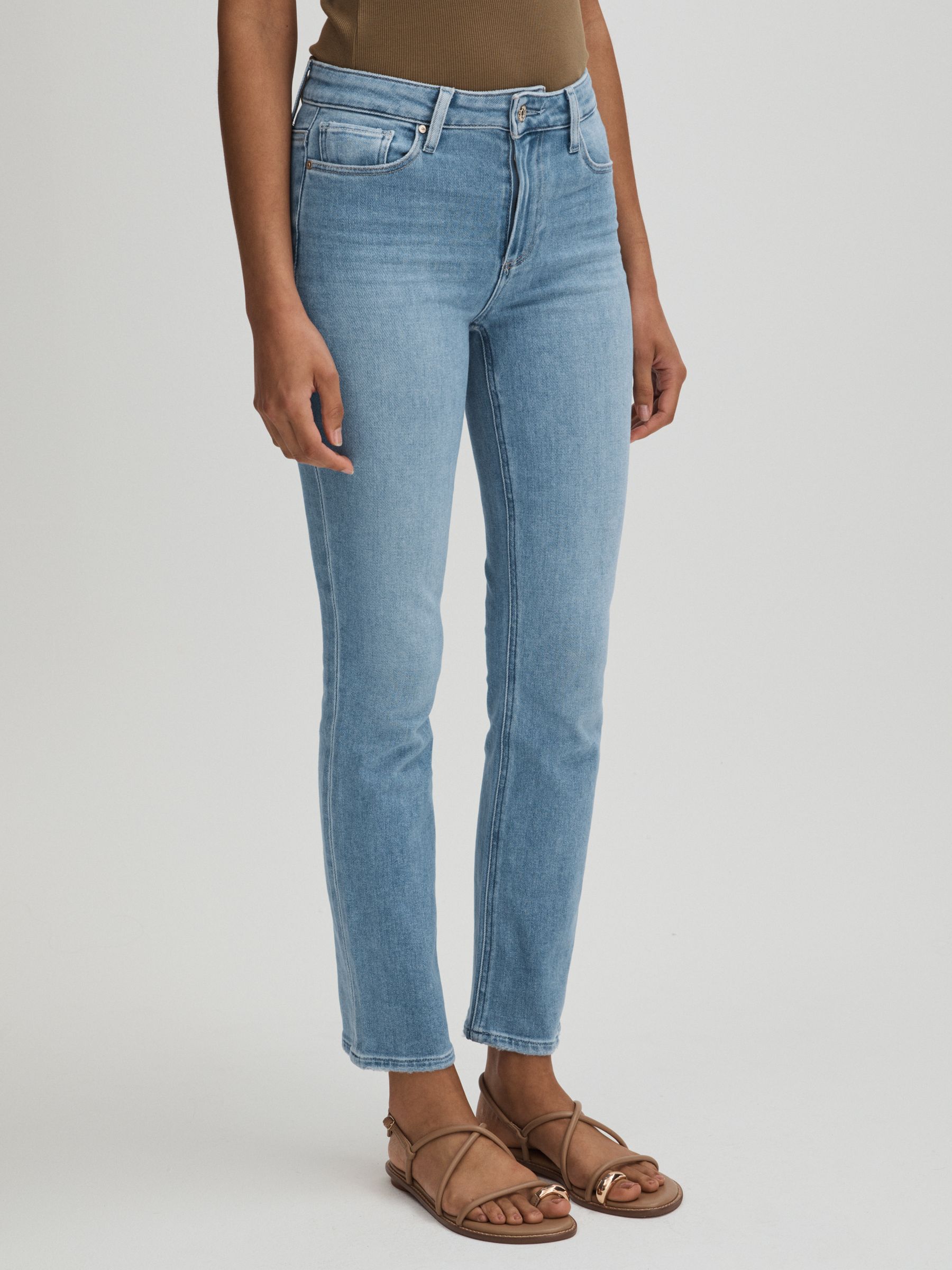 Paige High Rise Straight Leg Jeans in Canvases Blue