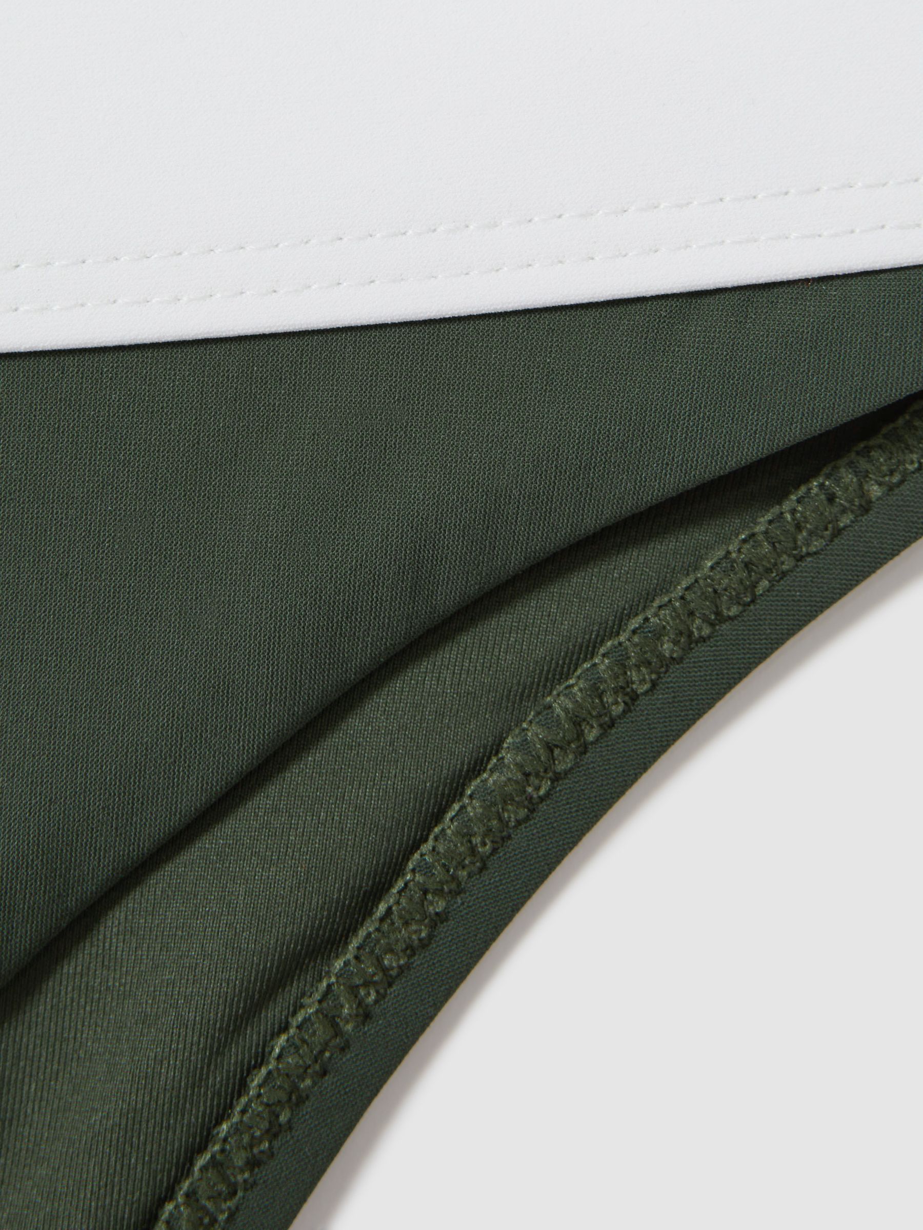 Contrast Trim Bikini Bottoms in Dark Green/White