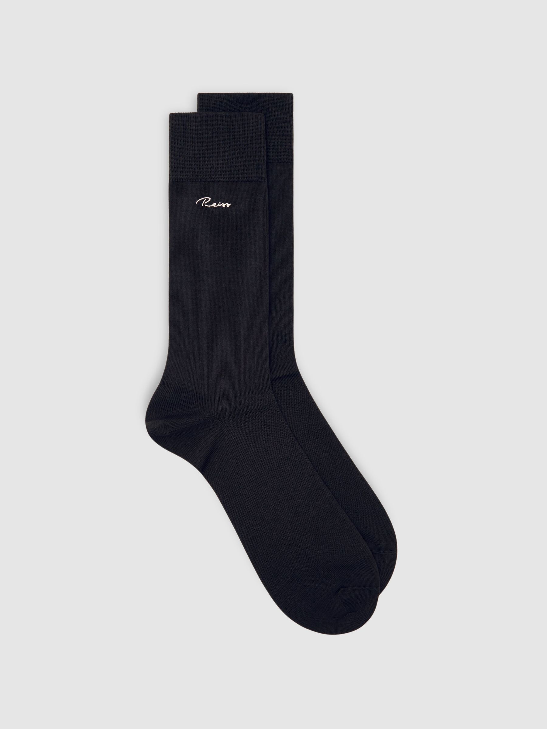 Cotton-Blend Logo Embroidery Socks in Chocolate Brown