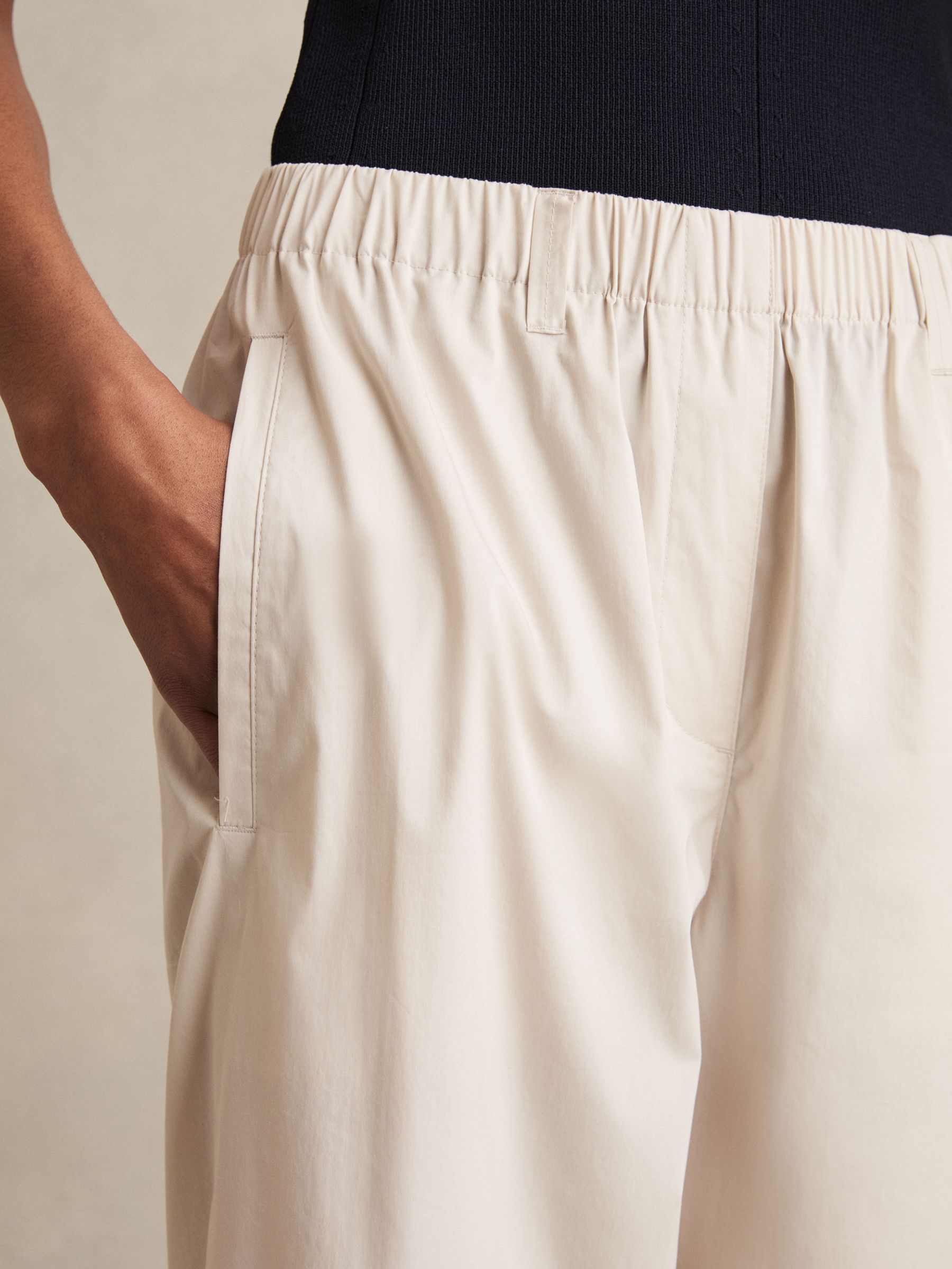 Cotton-Blend Straight-Leg Trousers in Stone