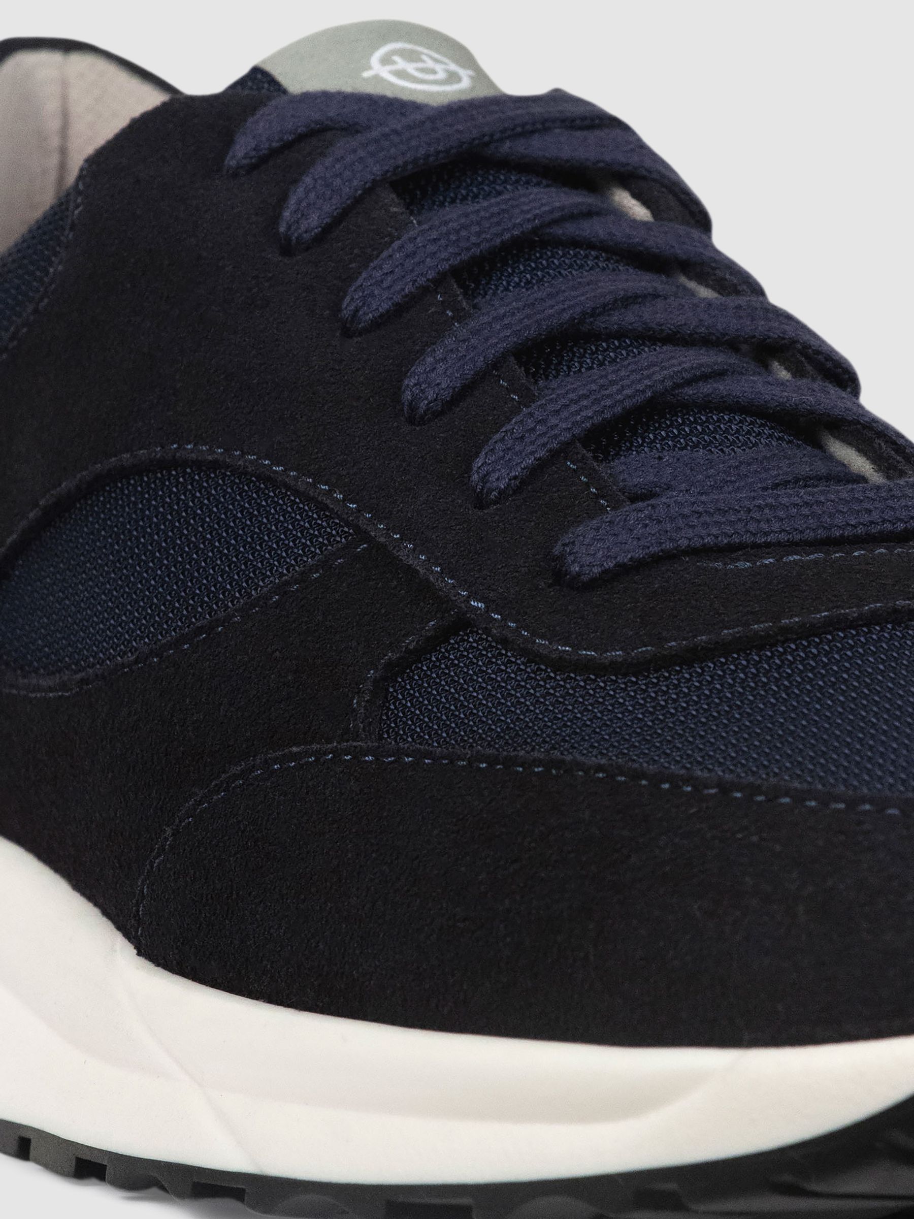 Unseen Footwear Suede and Mesh Rozel Trainers in Navy