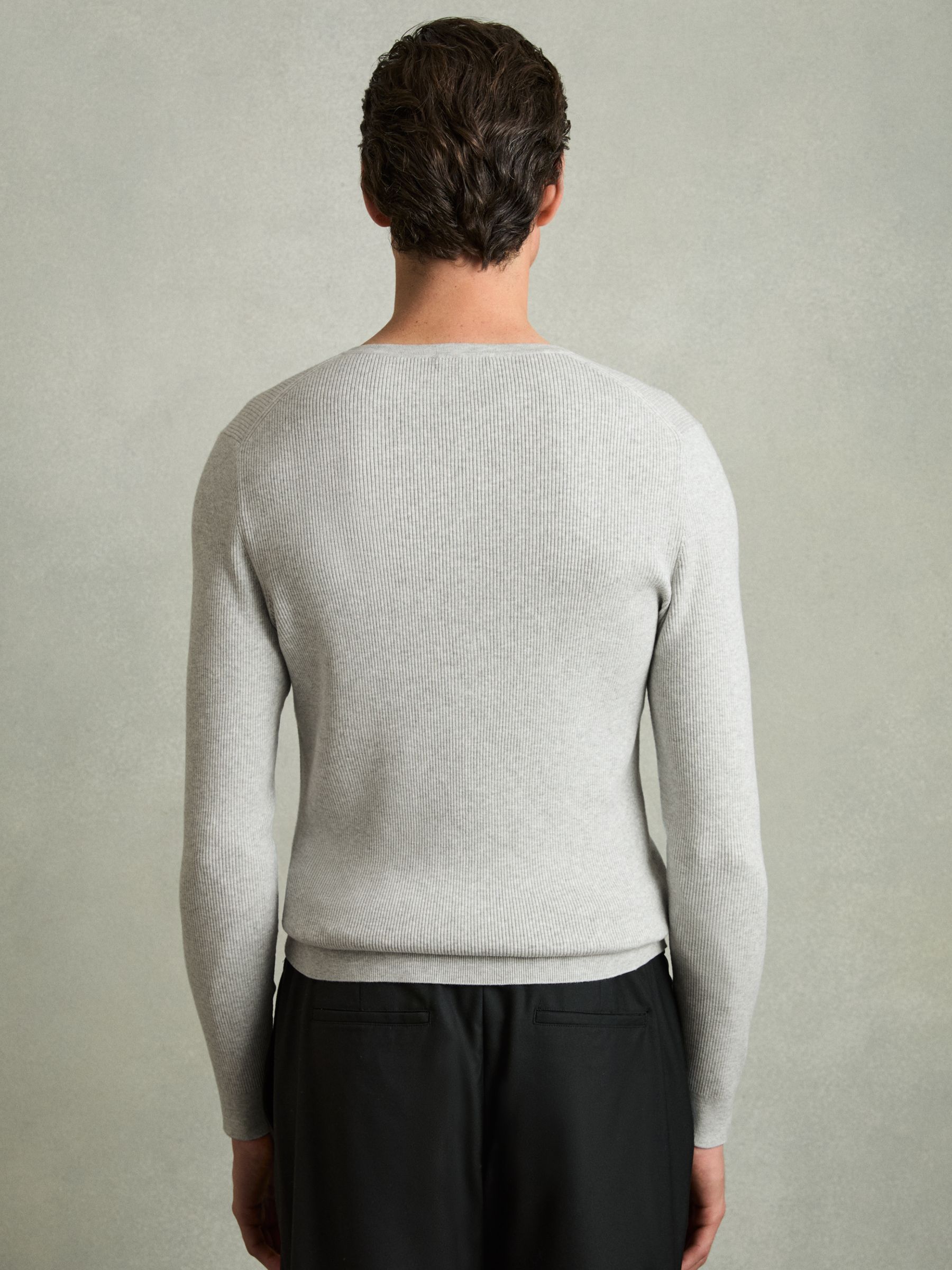 Rib Knit Henley Jumper in Grey