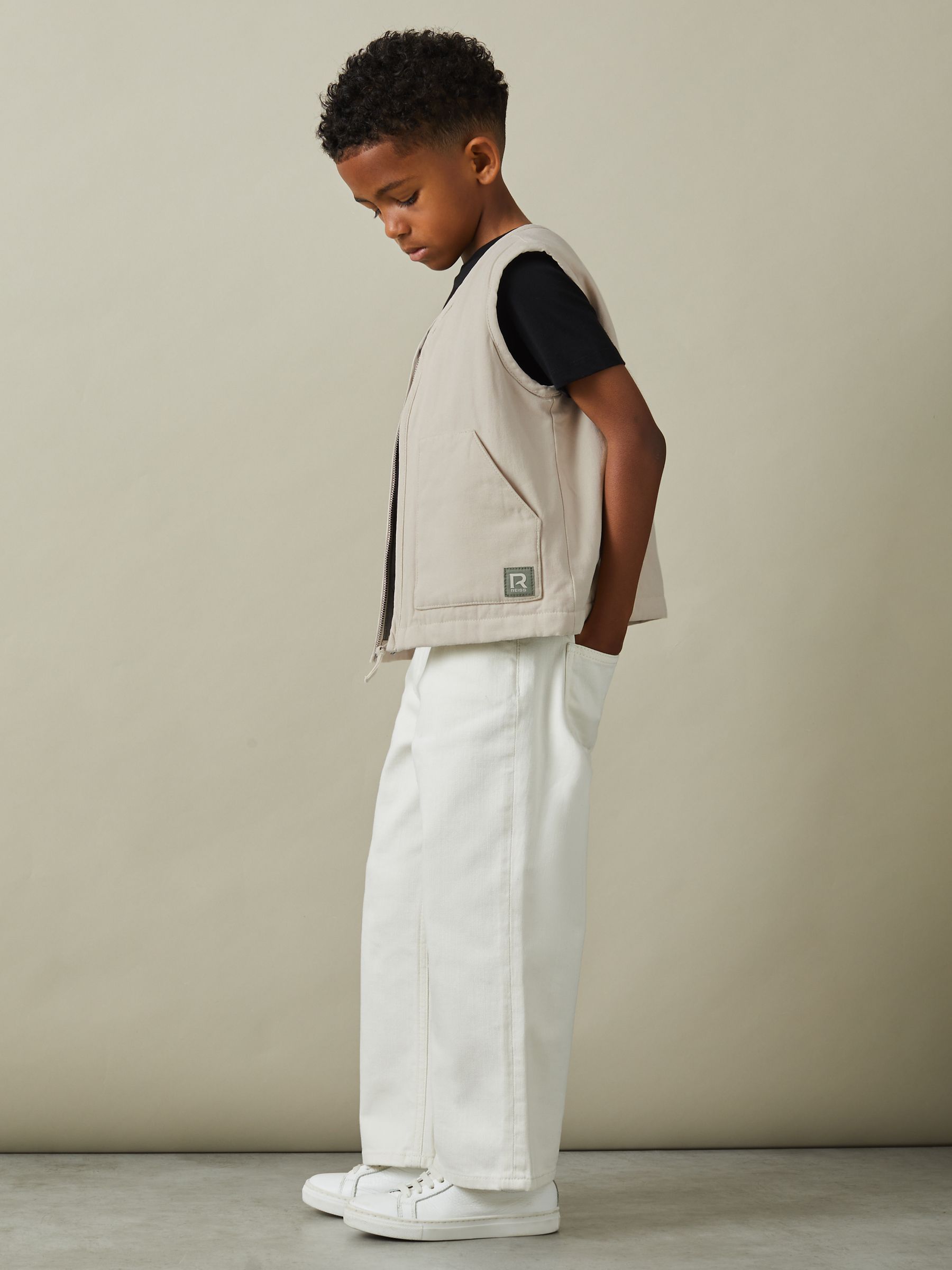 9-13 yrs Cotton Quilted Gilet in Off White