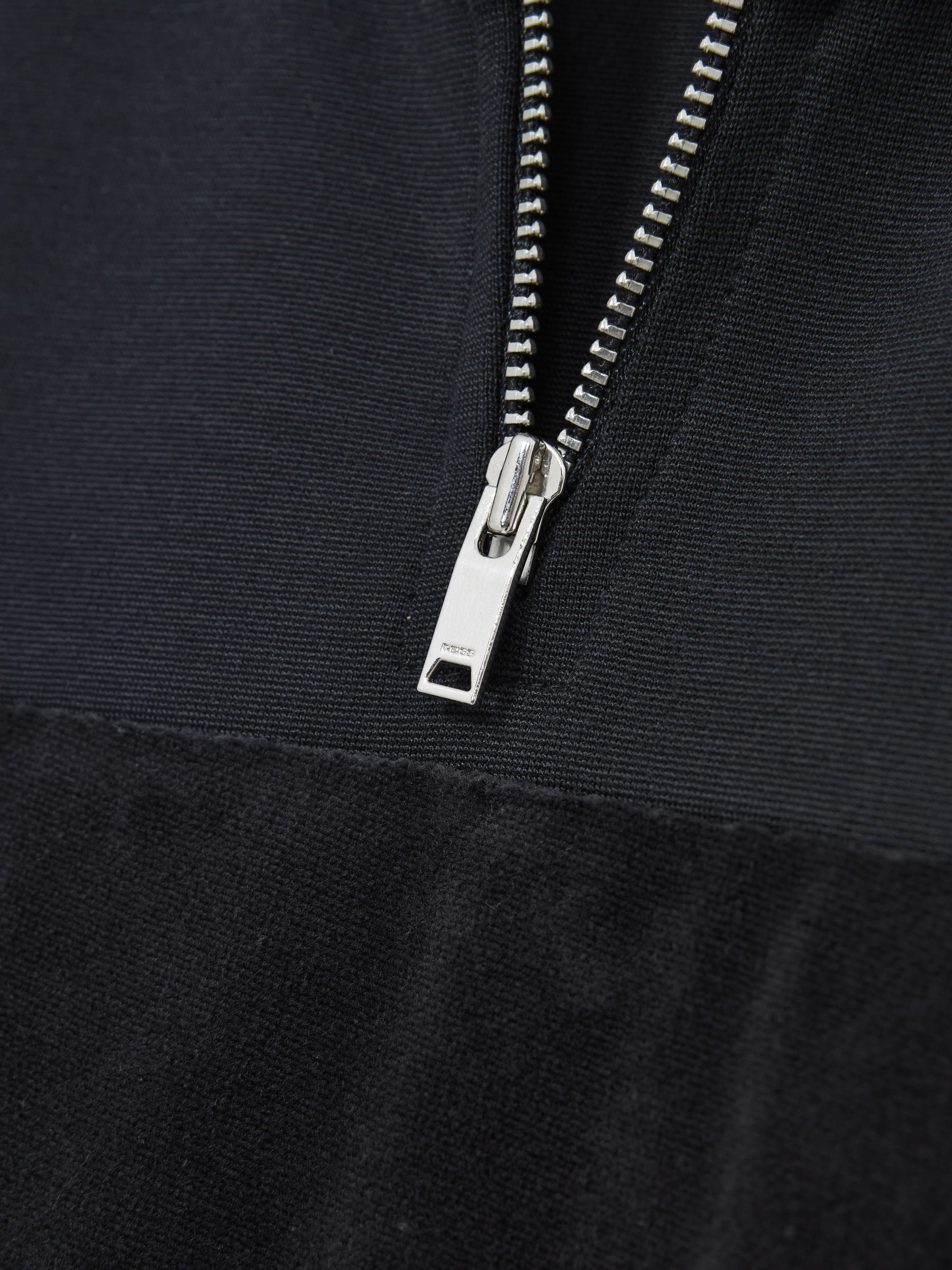 9-13 yrs Slim Fit Half-Zip Funnel Neck Velour Sweatshirt in Navy Blue