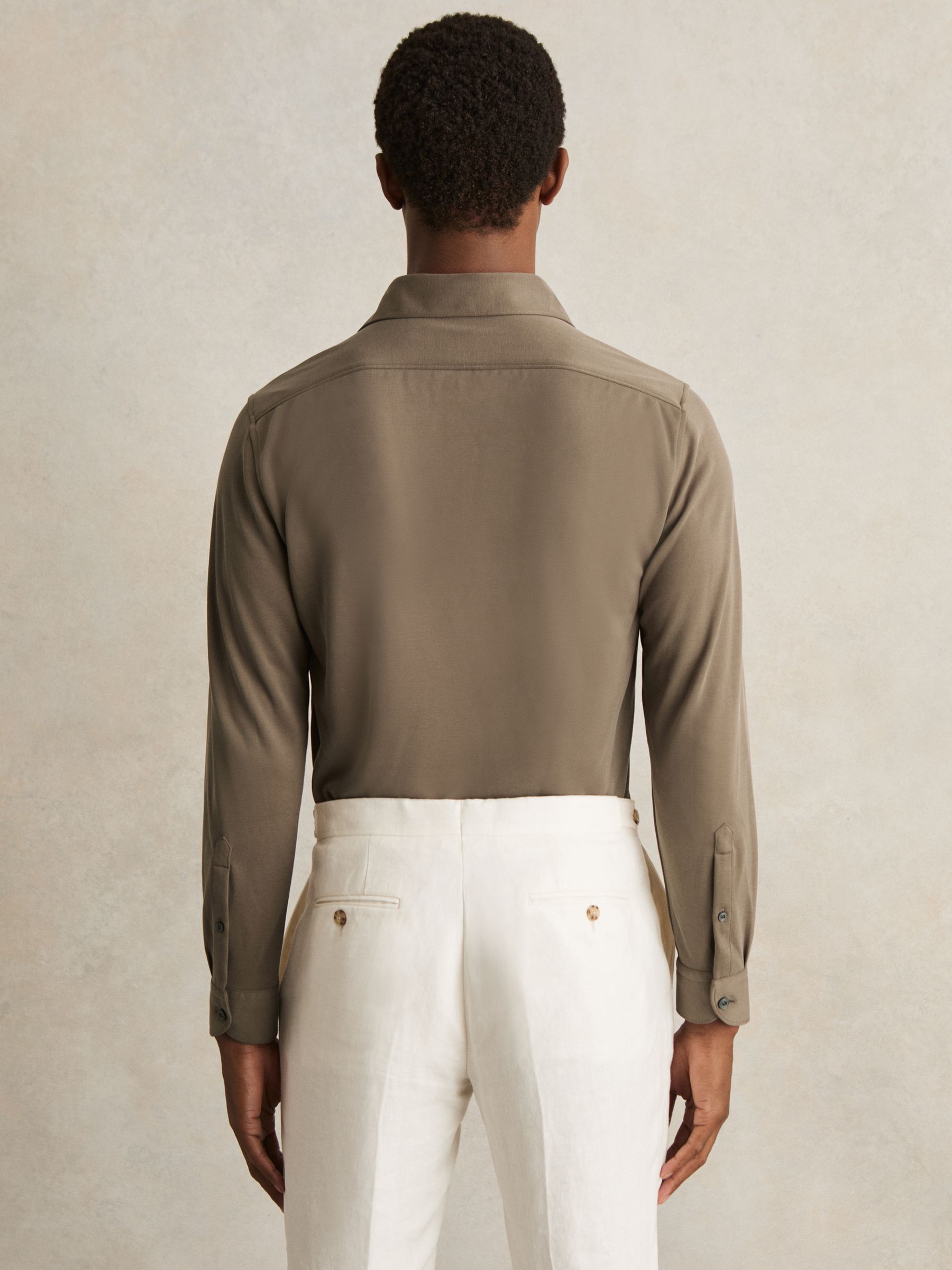 Modal Blend Cutaway Collar Shirt in Mink