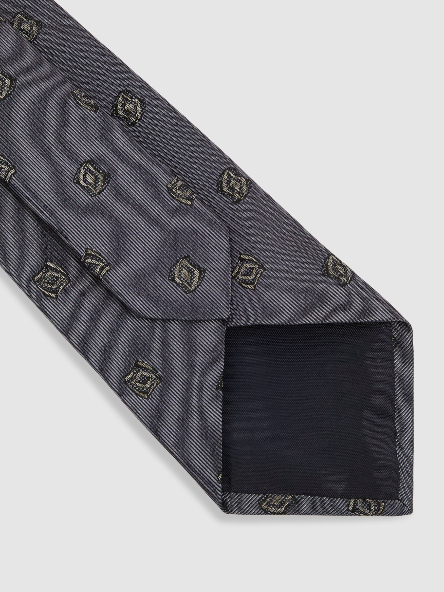 Silk Blend Jacquard Tie in Steel Blue
