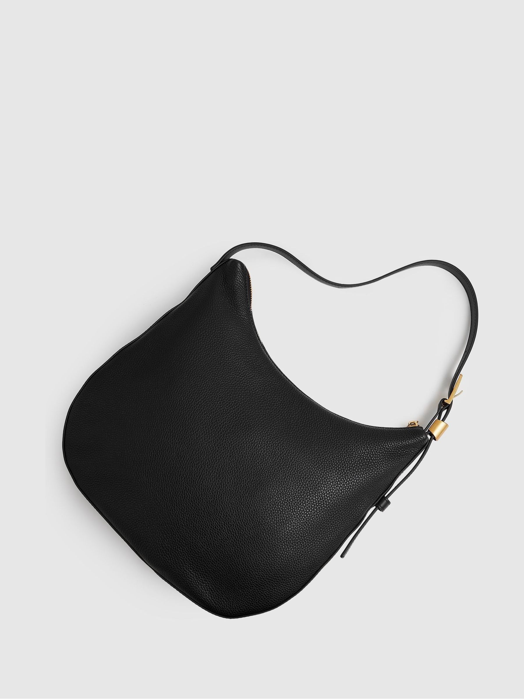 Leather and Suede Shoulder Bag in Black