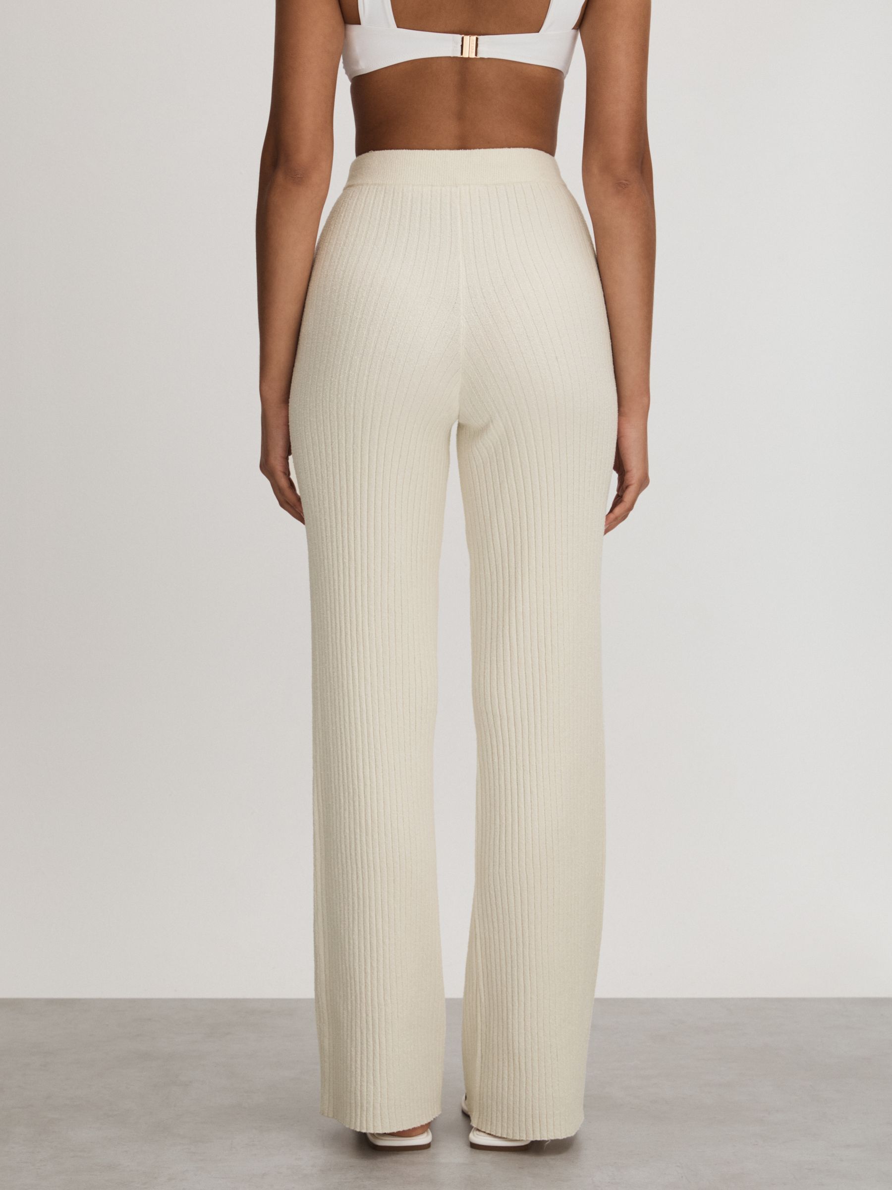Good American Cloud White Ribbed Terry Lounge Trousers