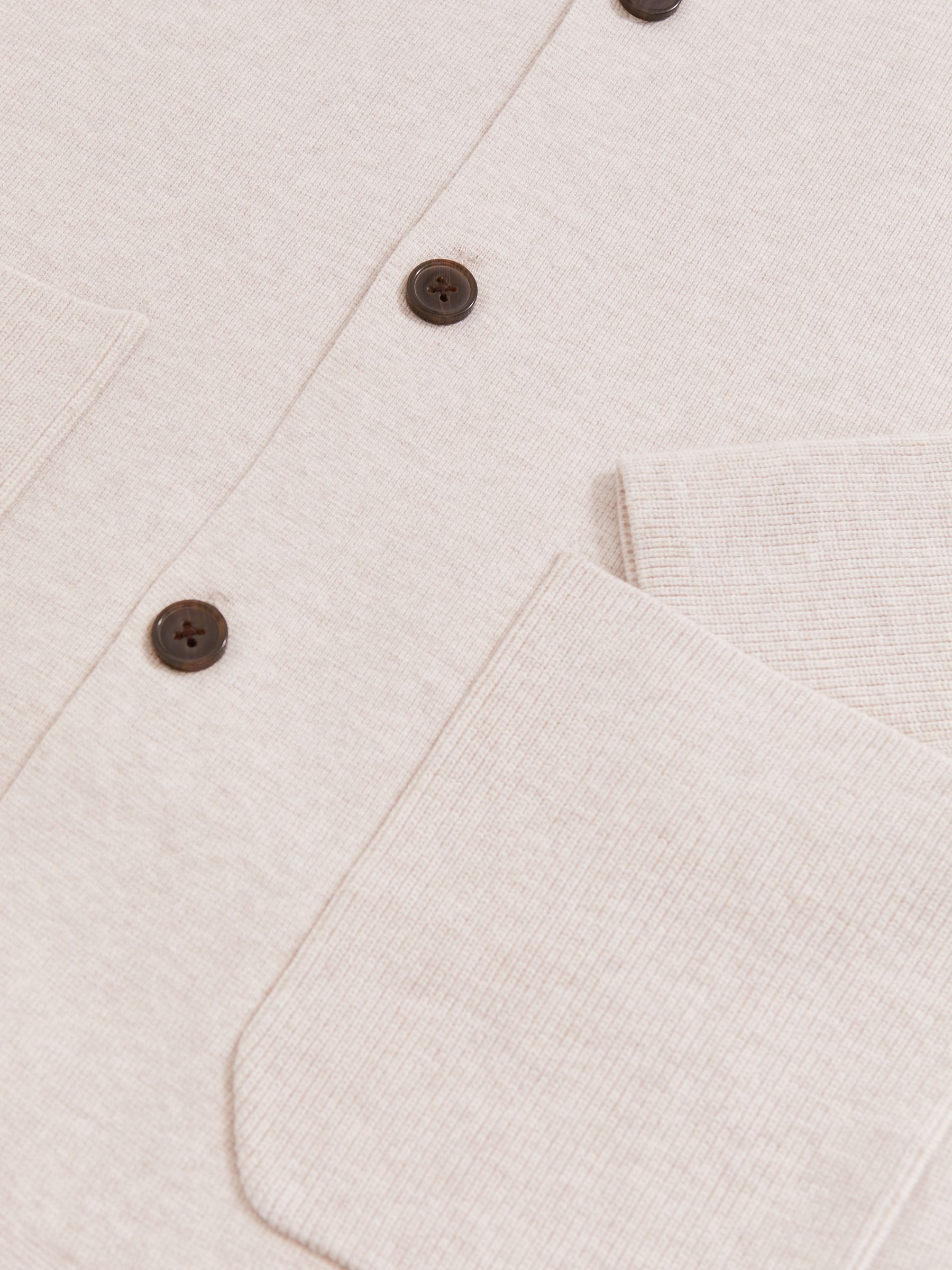 Button-Through Ribbed-Sleeve Shirt in Oatmeal Brown